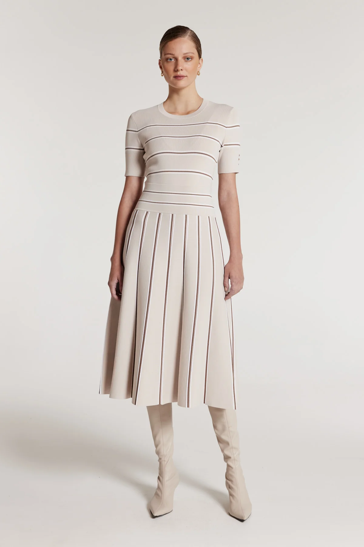 Gabriela Knit Skirt - Oyster/Spice