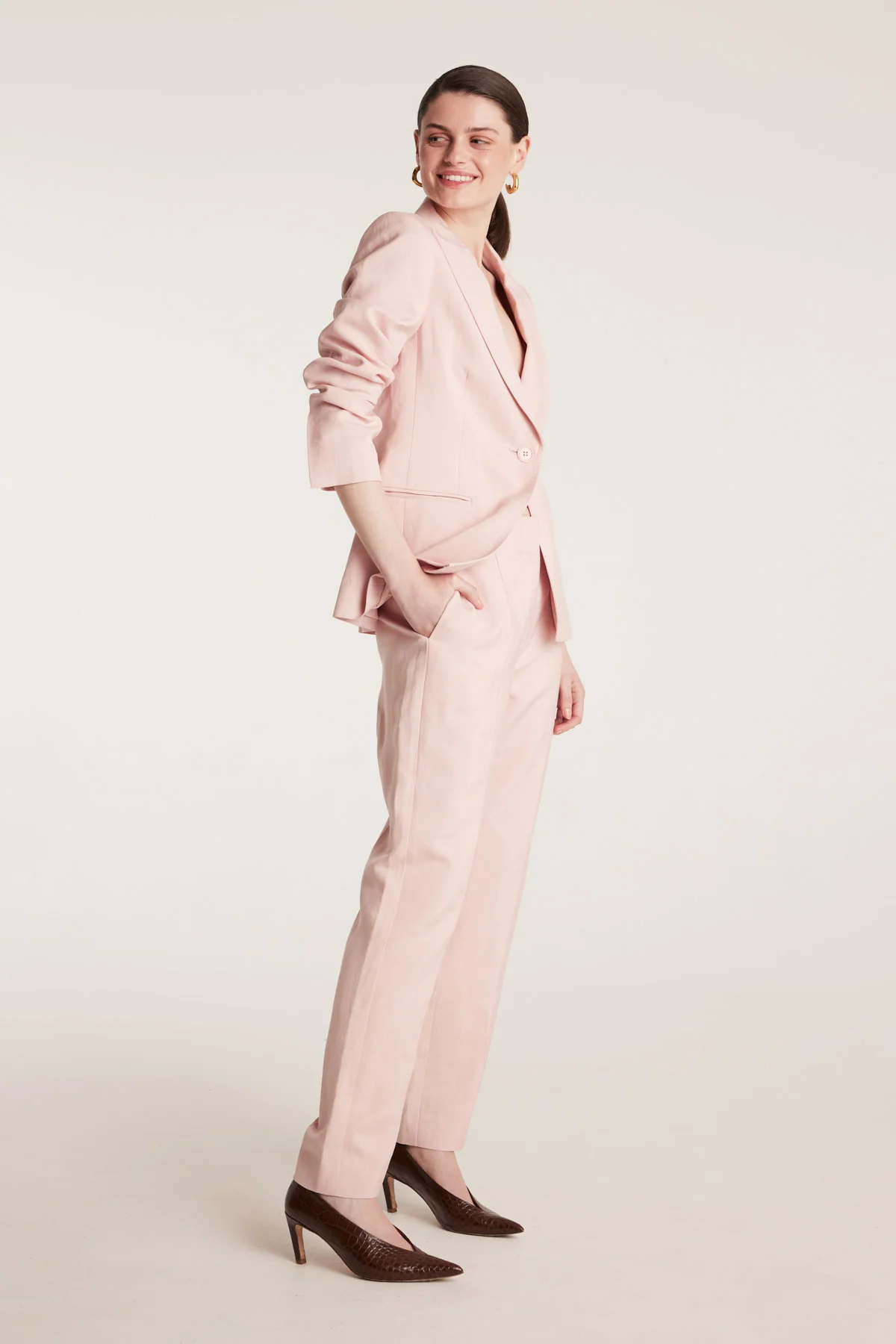 Sienna Linen Jacket - Pale Pink - Image 6