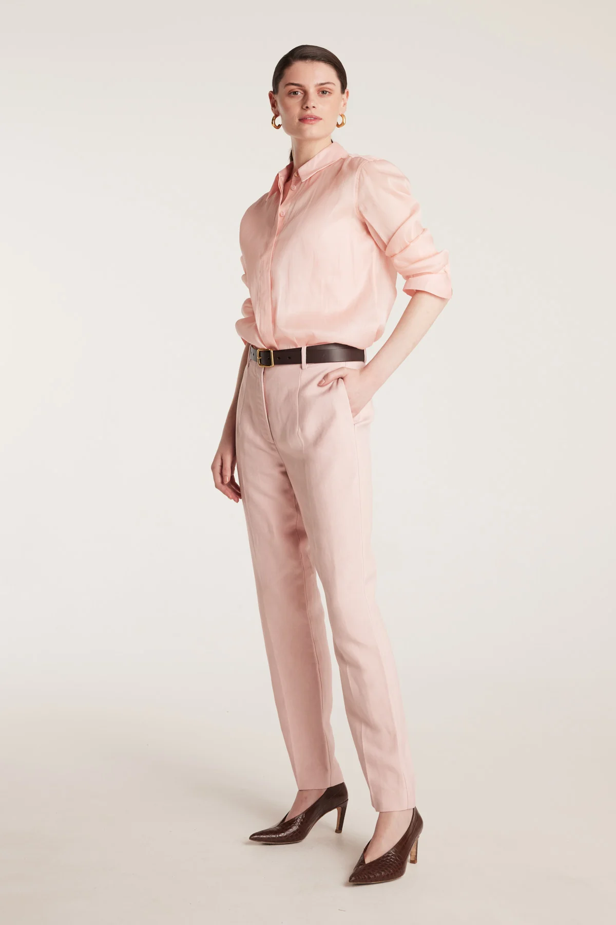Silk Organza Shirt - Pale Pink - Image 3