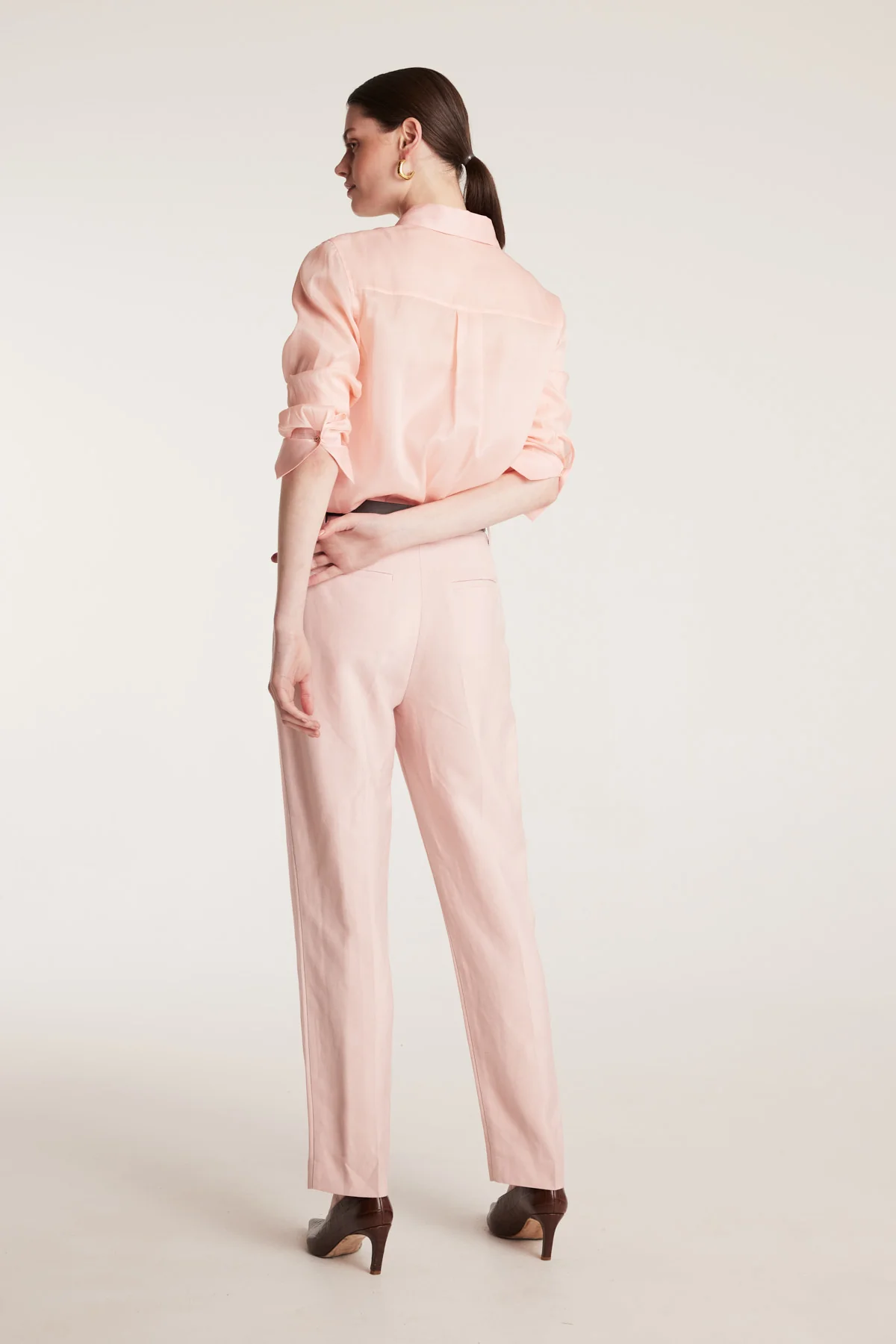Silk Organza Shirt - Pale Pink - Image 4