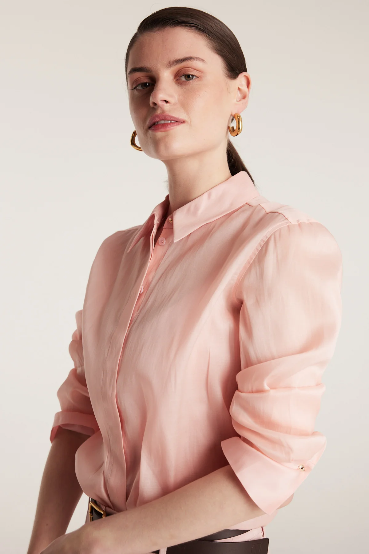 Silk Organza Shirt - Pale Pink - Image 5