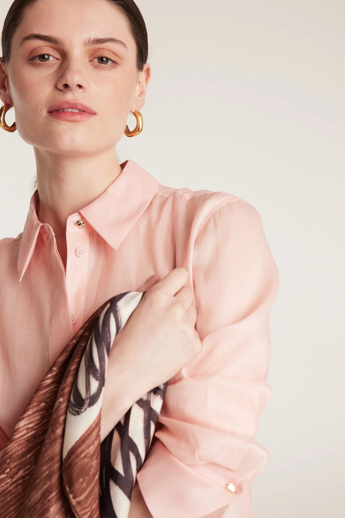 Silk Organza Shirt - Pale Pink - Image 6