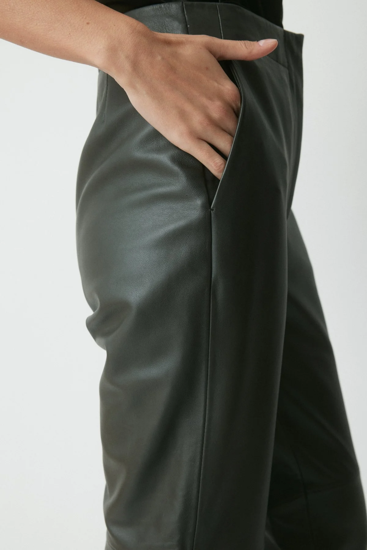 Patti Leather Pant - Dark Olive - Image 2