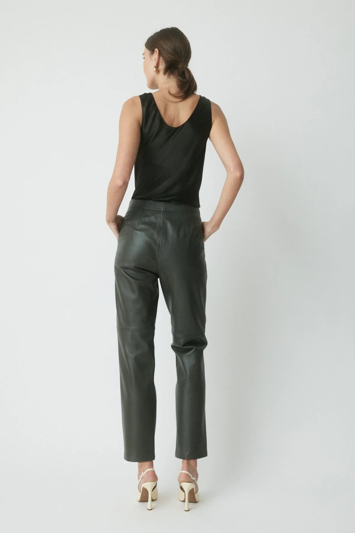 Patti Leather Pant - Dark Olive - Image 4