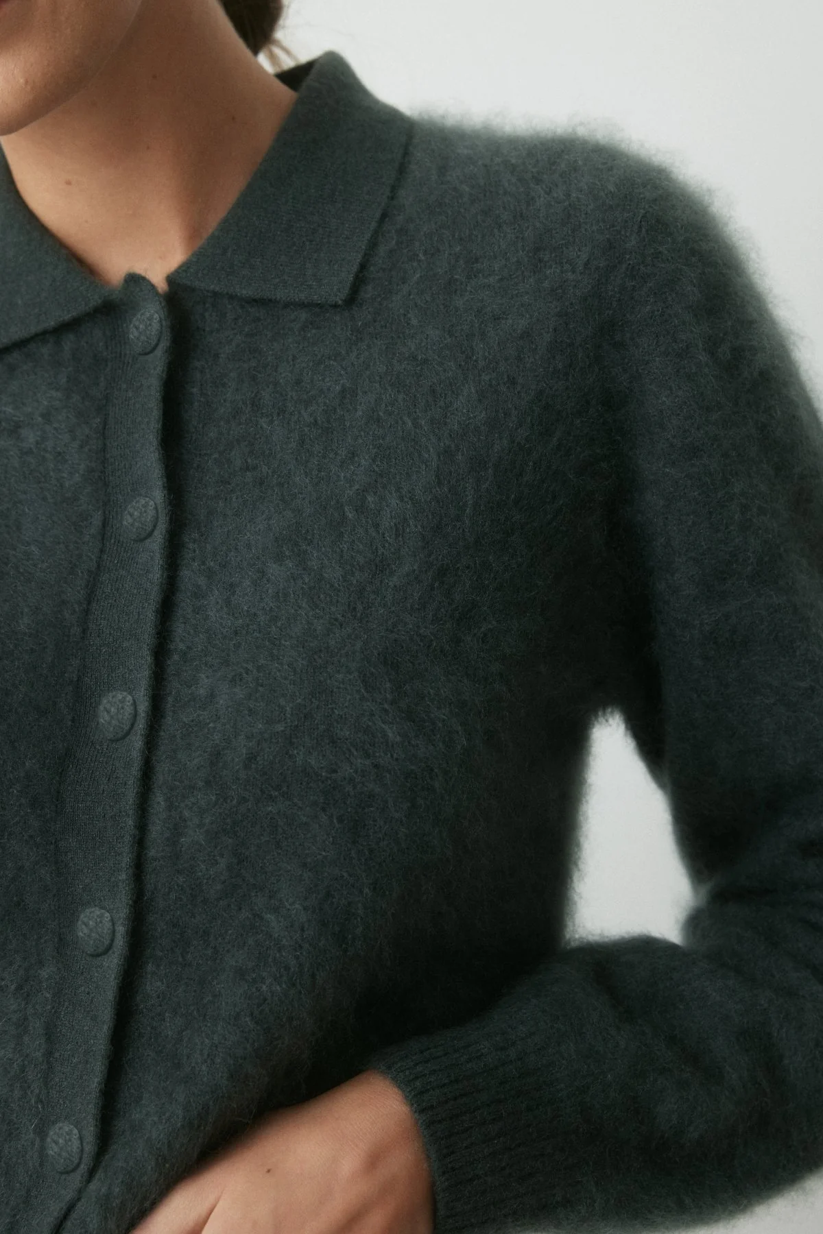 Phoenix Cashmere Cardigan - Dark Olive - Image 5