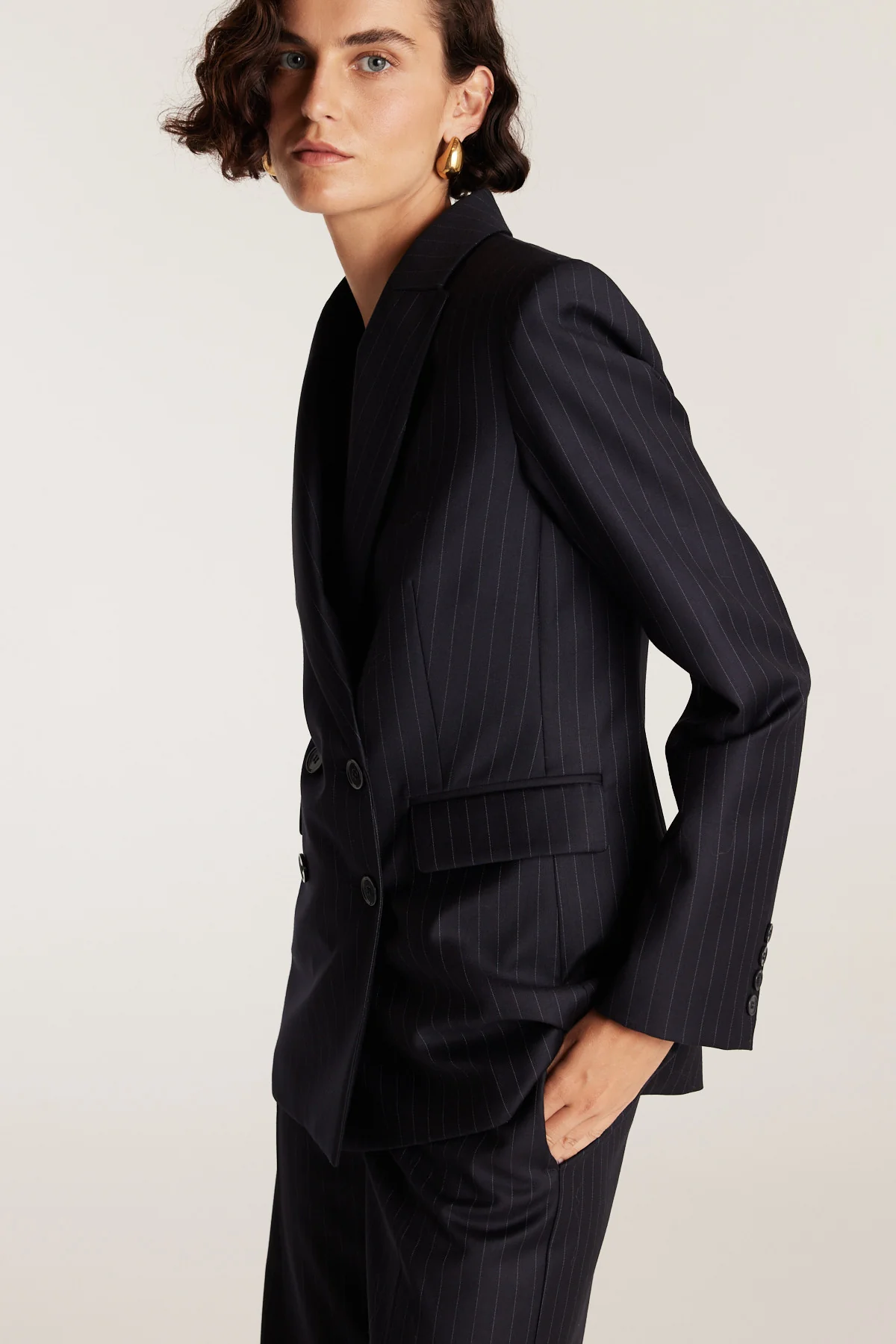 Pinstripe Jacket - Navy/White - Image 6