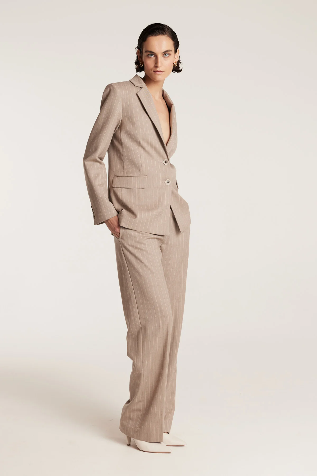 Pinstripe Jacket - Tan - Image 3