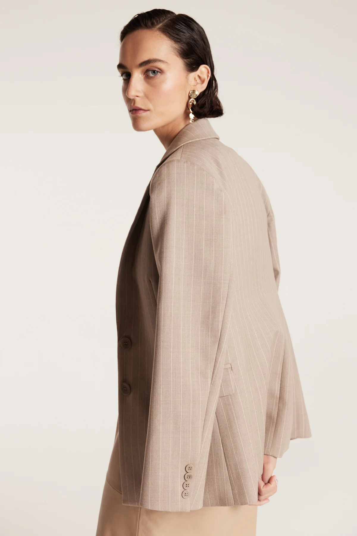Pinstripe Jacket - Tan - Image 5