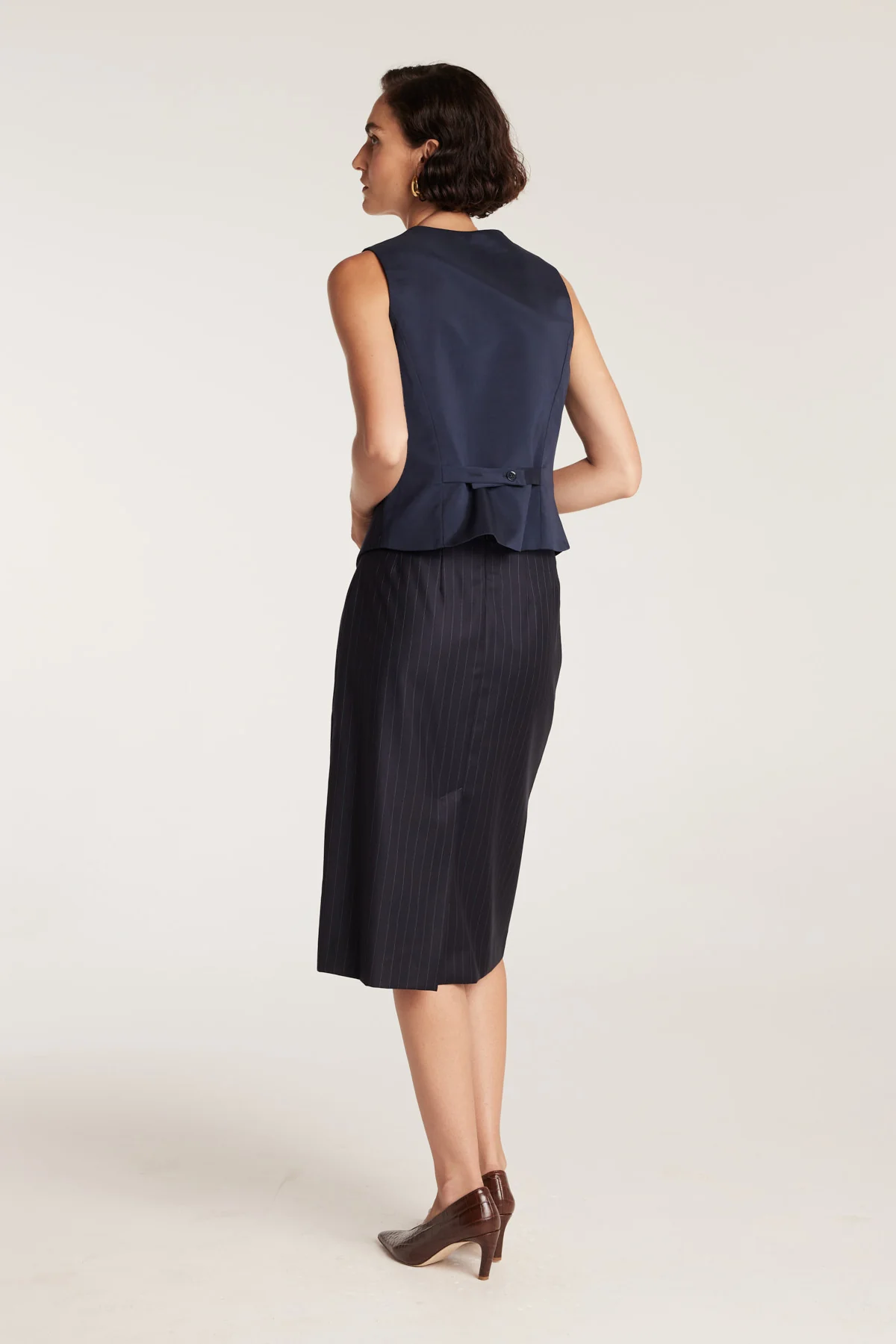 Pinstripe Skirt - Navy/White - Image 5