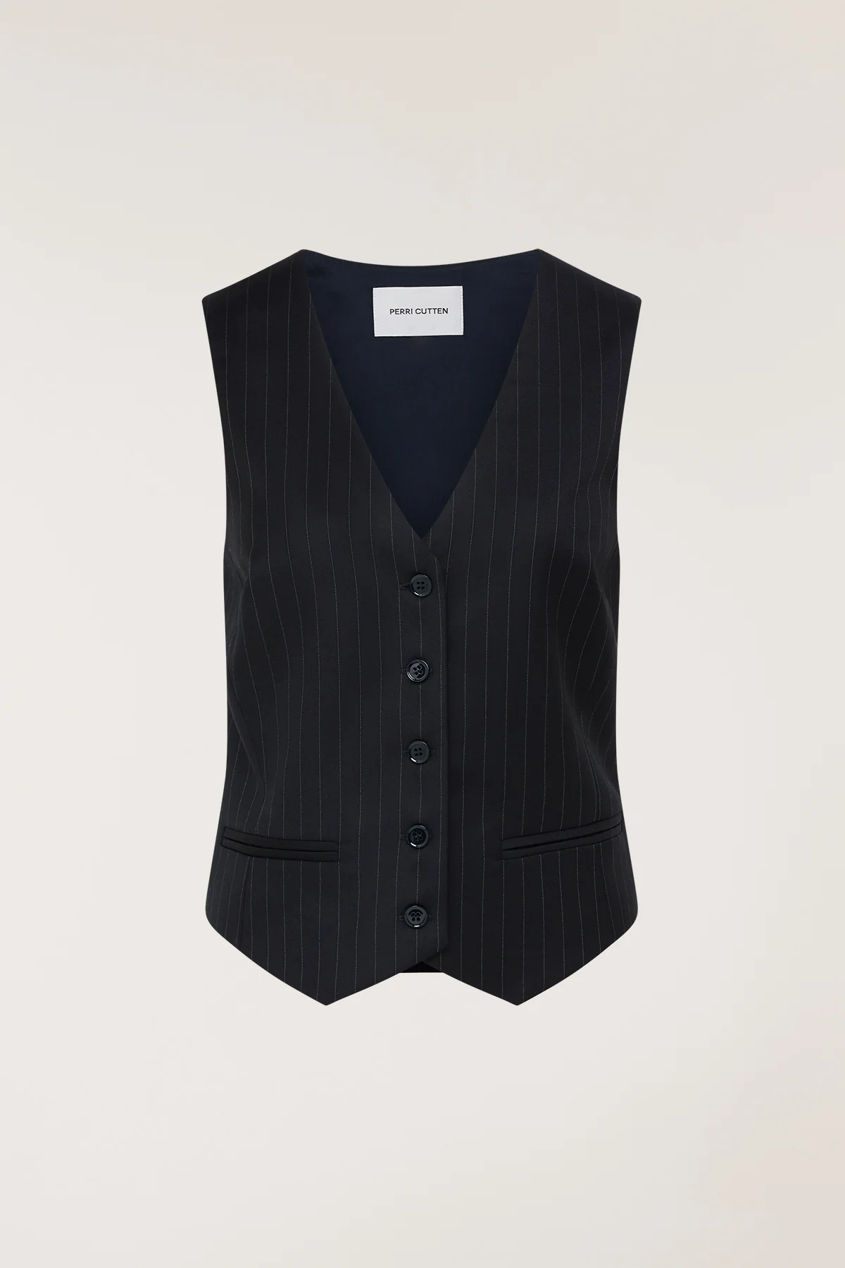Pinstripe Waistcoat - Navy/White - Image 3