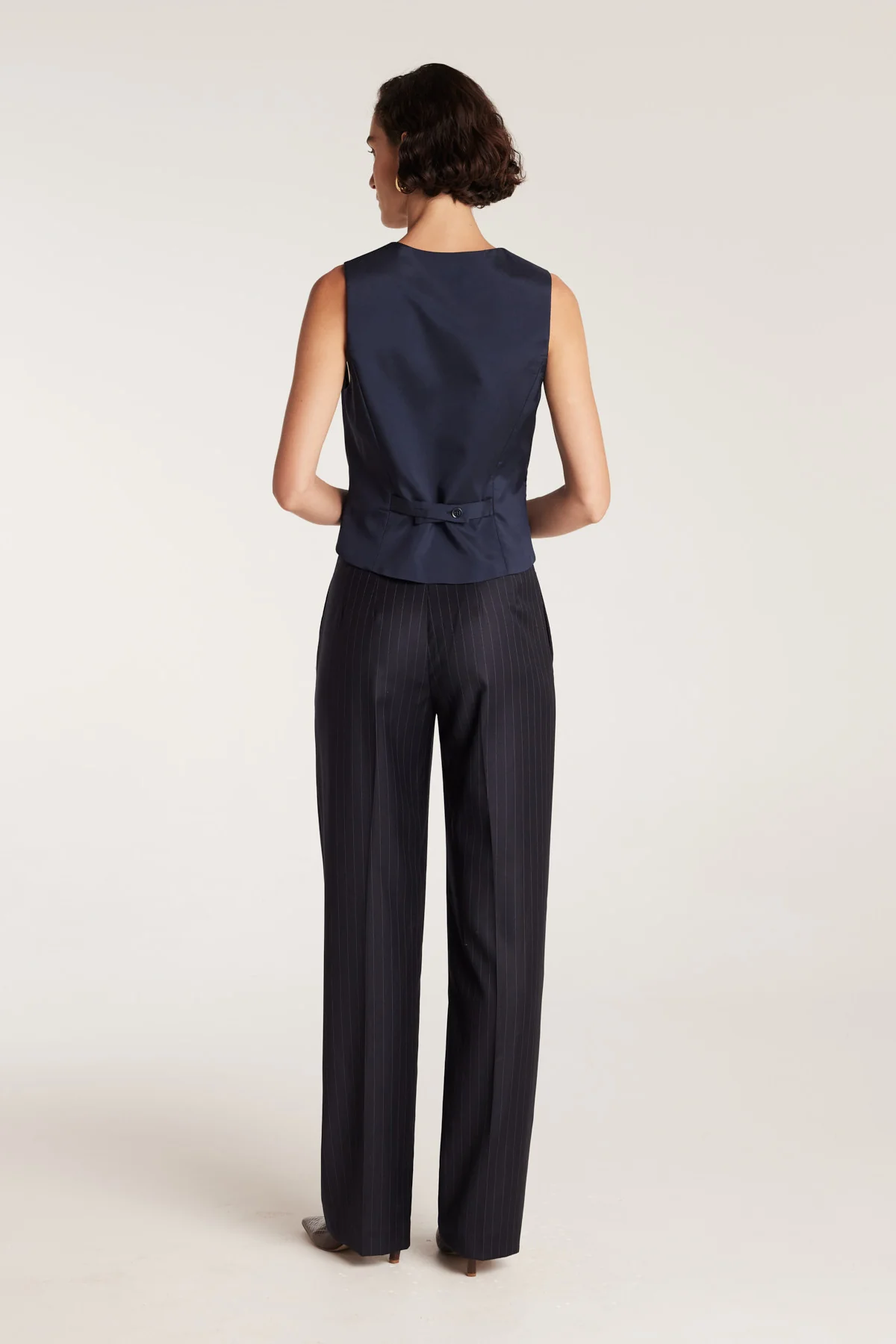 Pinstripe Waistcoat - Navy/White - Image 5