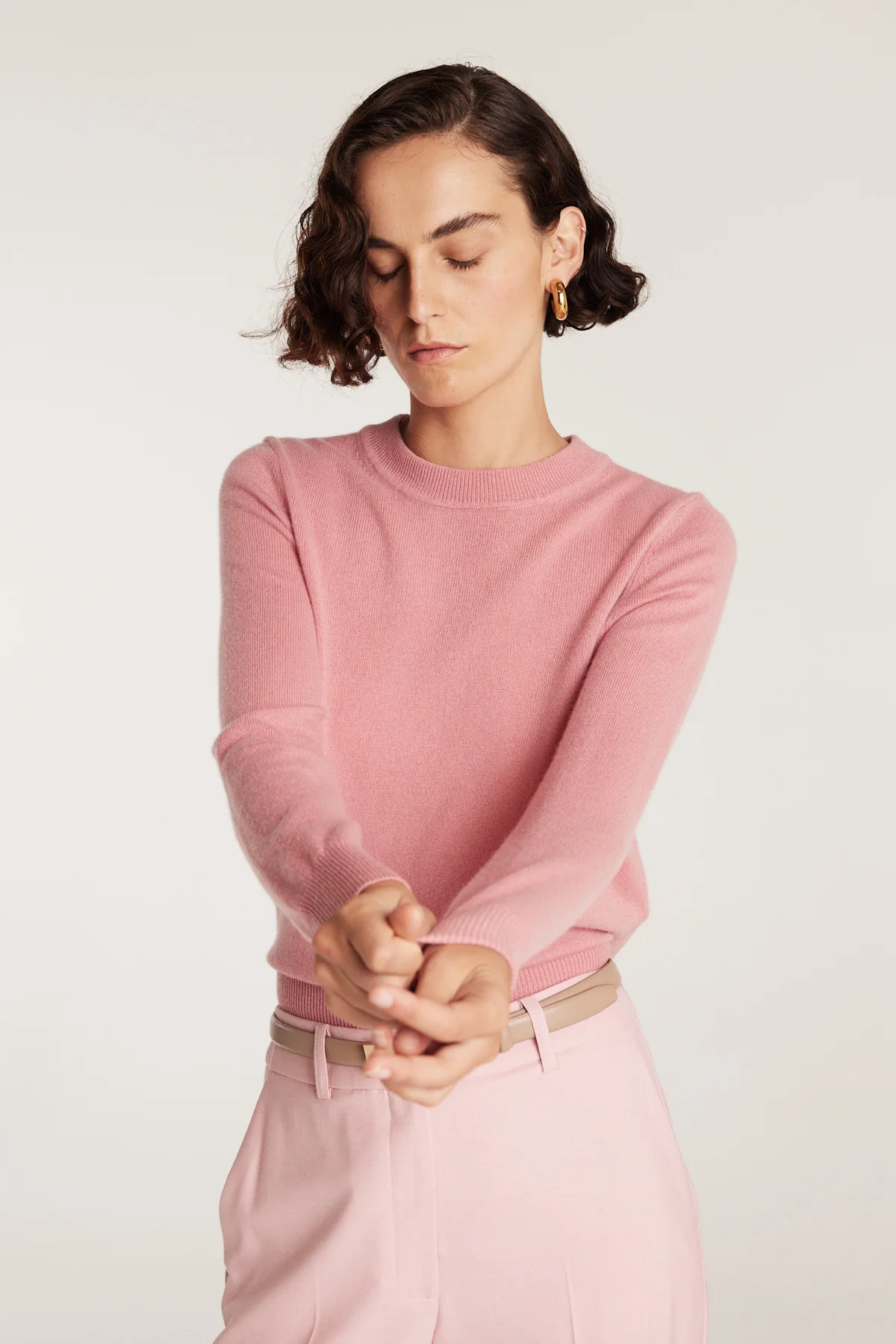 Cashmere Crew Jumper - Powder - Image 6
