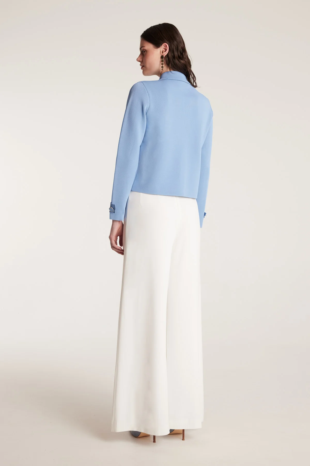 Milano Crepe Knit Jacket - Powder Blue - Image 4