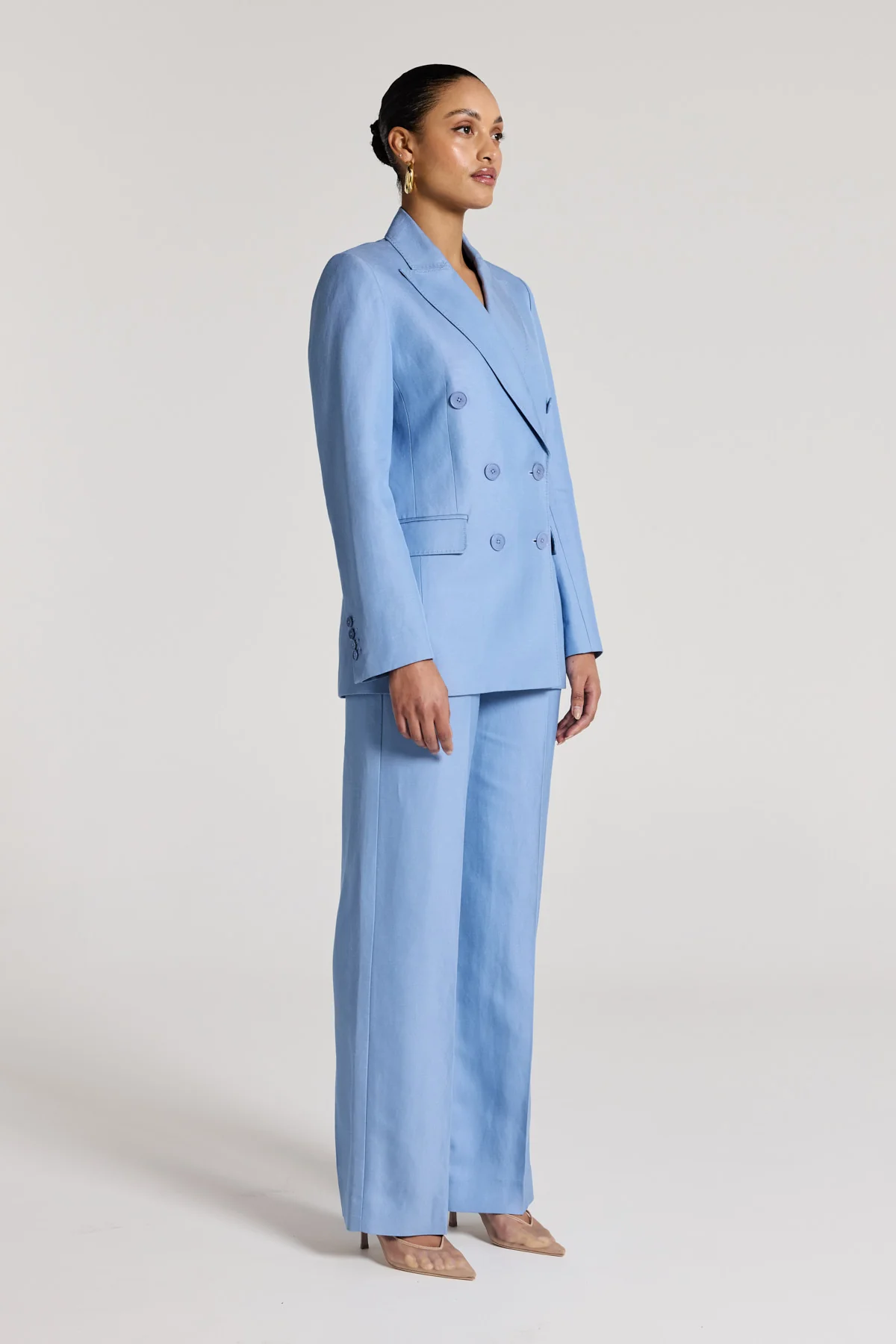 Clemence Linen Pant - Powder Blue - Image 3