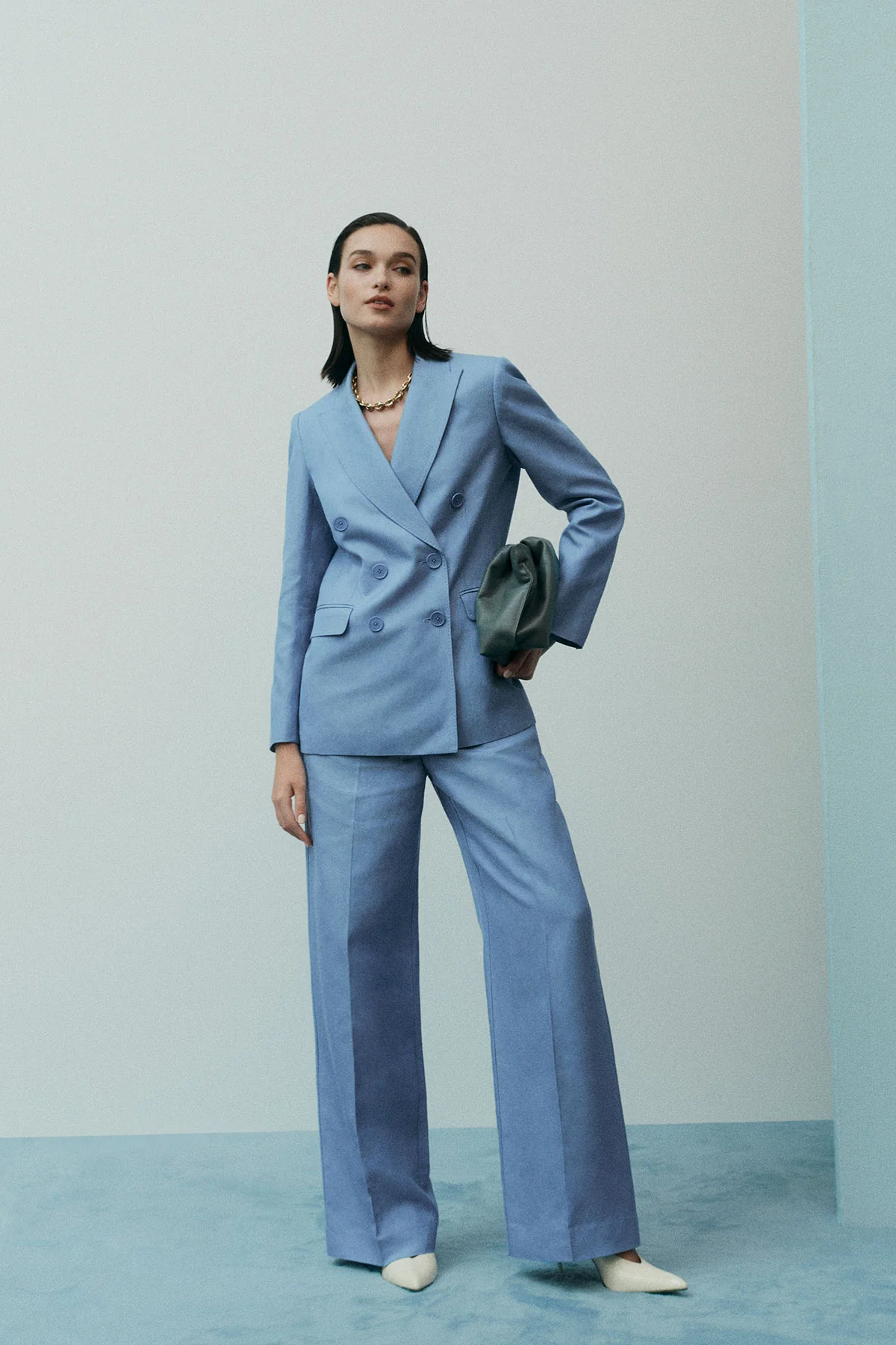 Clemence Linen Pant - Powder Blue - Image 4
