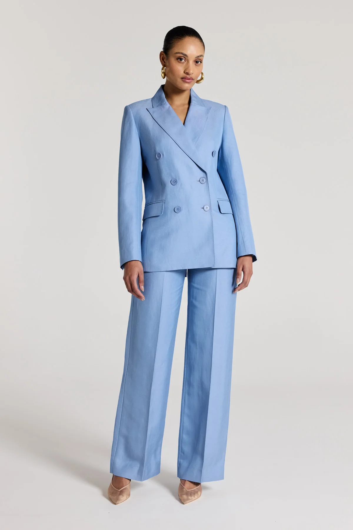 Clemence Linen Pant - Powder Blue - Image 6