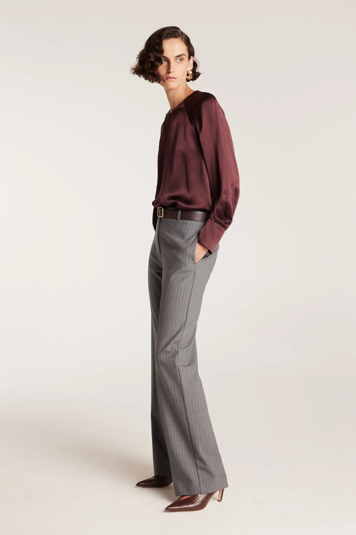 Princeton Suit Pant - Charcoal/Maroon - Image 3