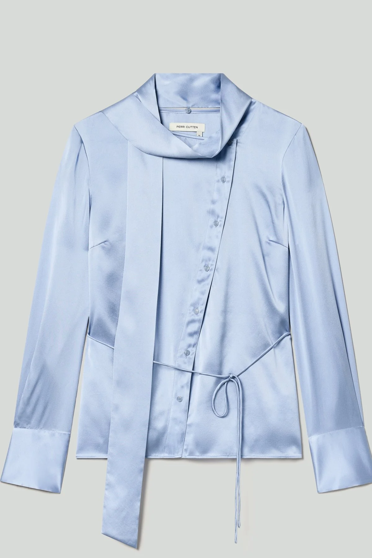 Romain Tie Neck Silk Shirt - Dove Blues - Image 6