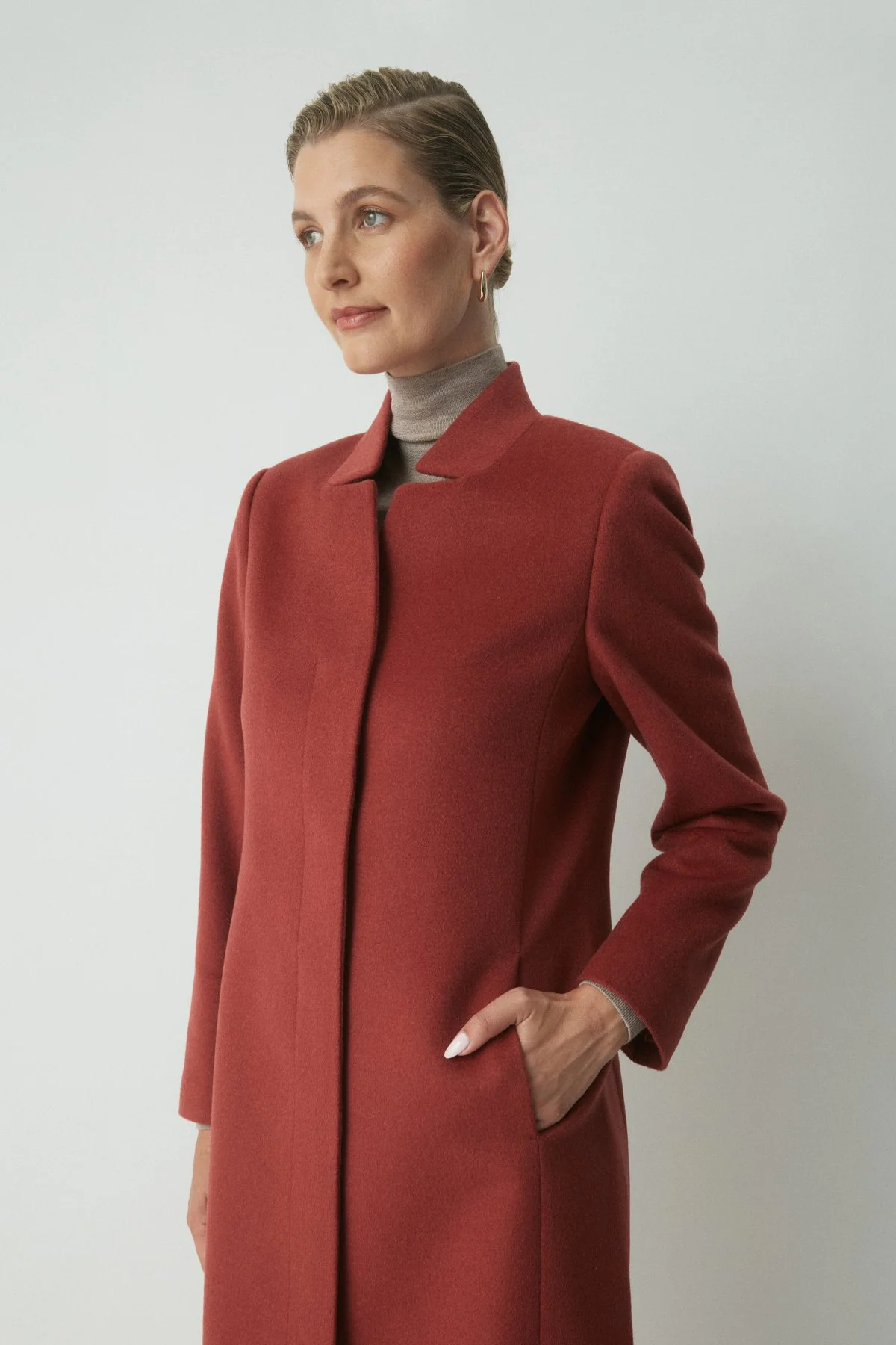Romney Wool Coat - Merlot - Image 5