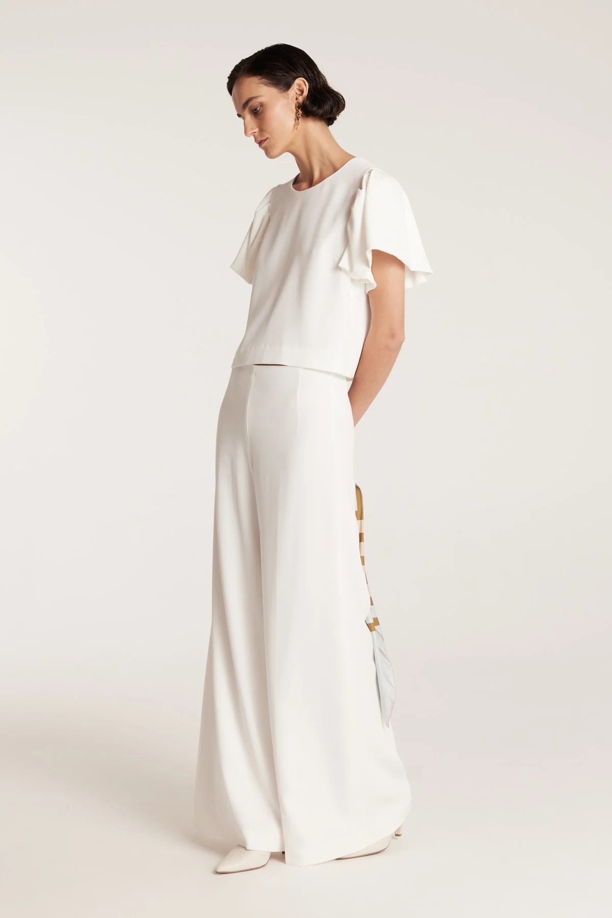 Ruffle Sleeve Top - Ivory - Image 3