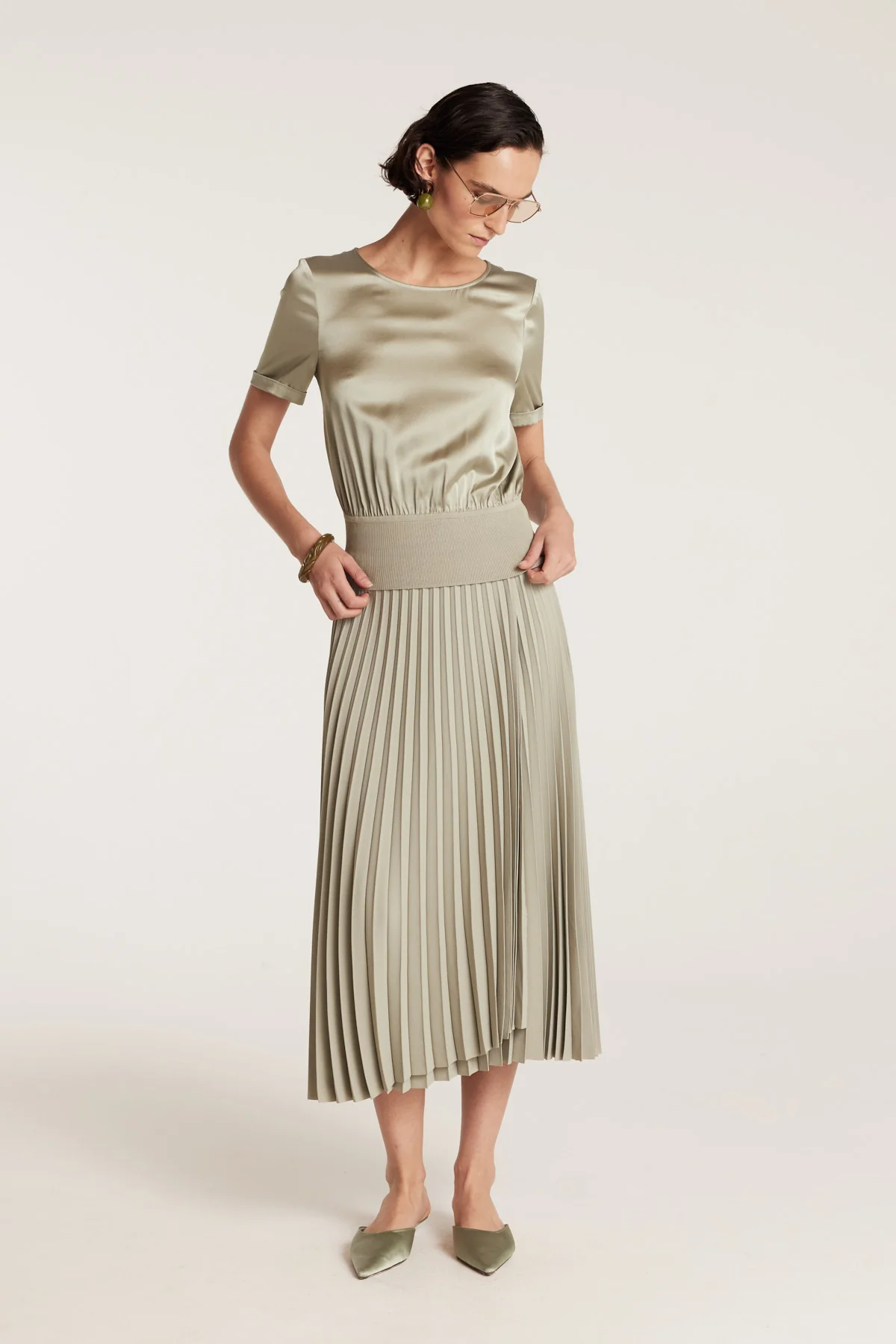 Isla Silk Top - Sage
