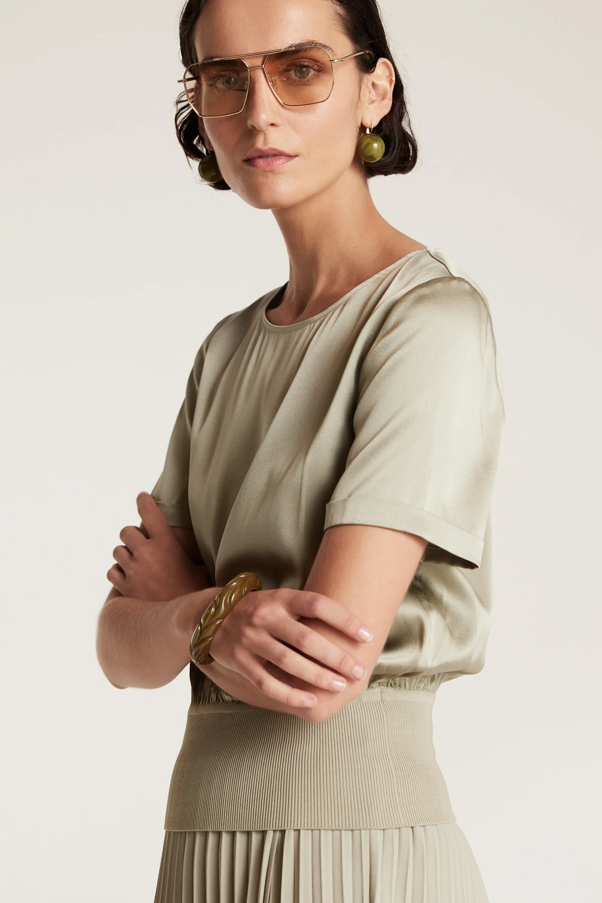 Isla Silk Top - Sage - Image 7