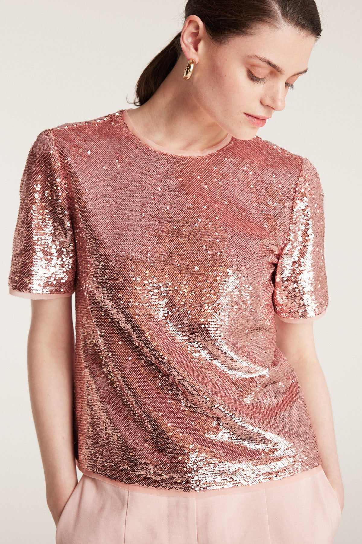 Sequin Tee - Pale Pink - Image 2