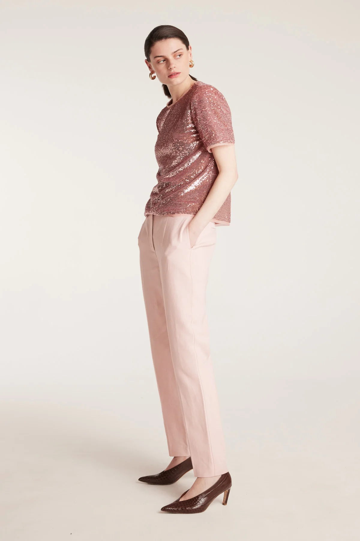 Sequin Tee - Pale Pink - Image 3