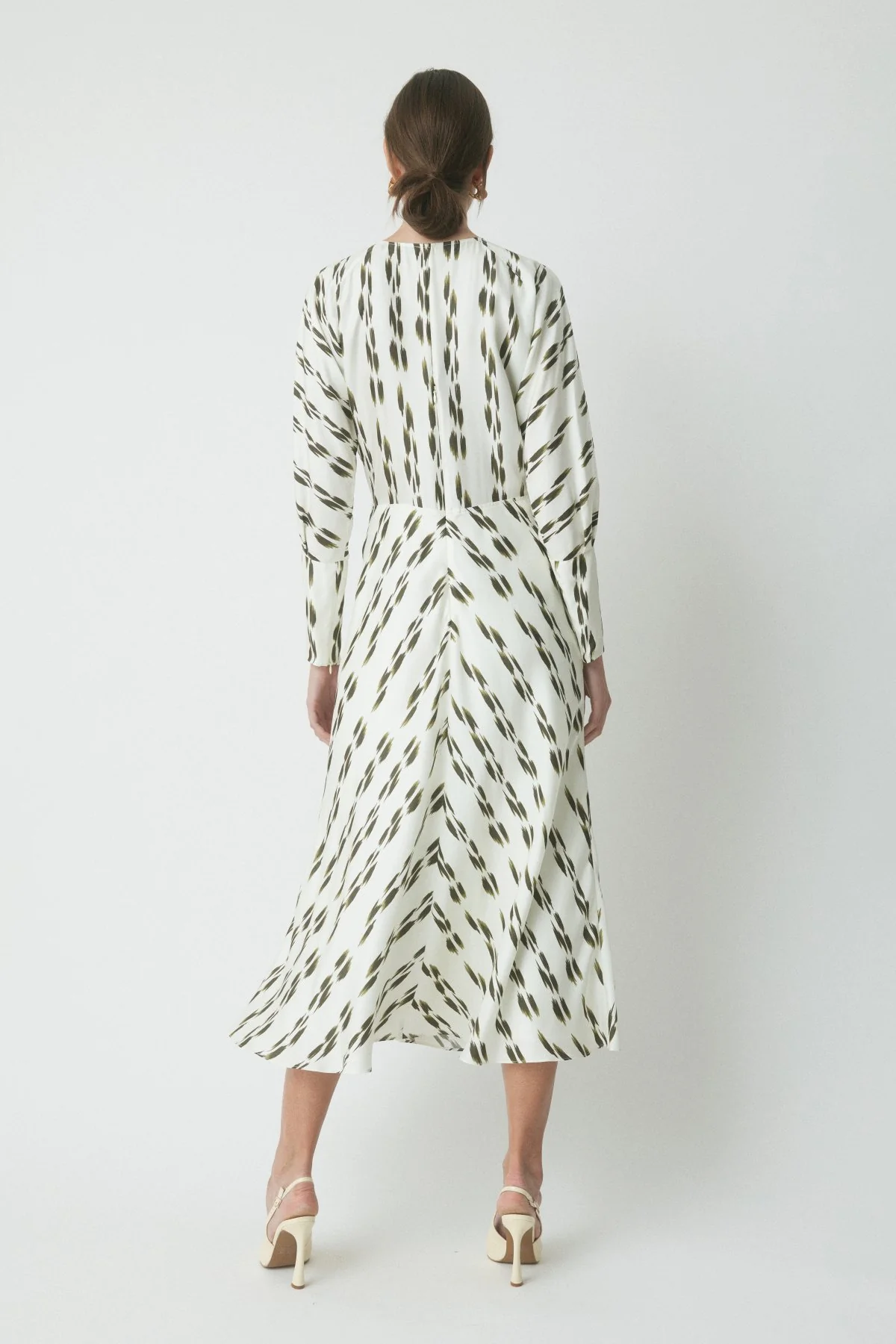 Shiloh Silk Dress - Khaki/Cream - Image 4