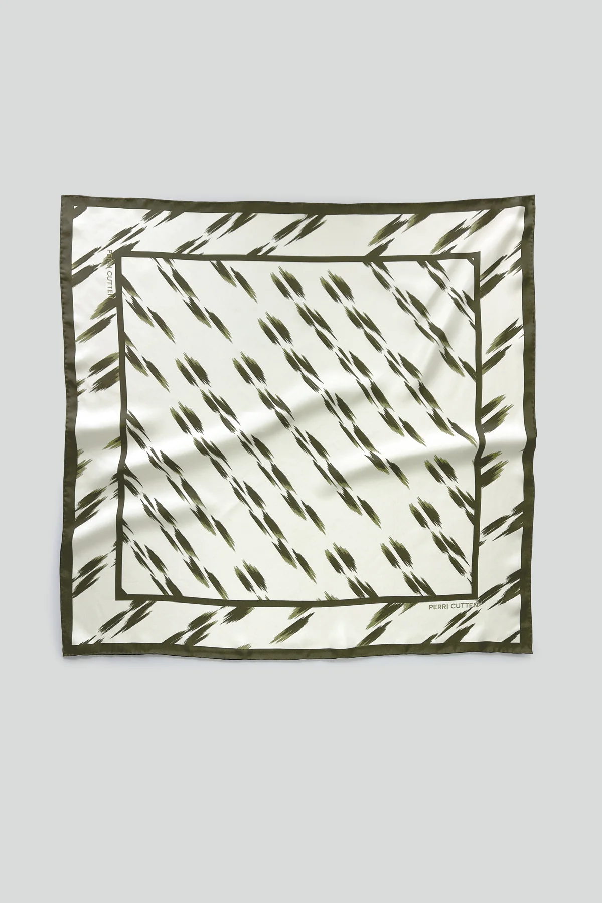 Shiloh Silk Scarf - Khaki/Cream - Image 3