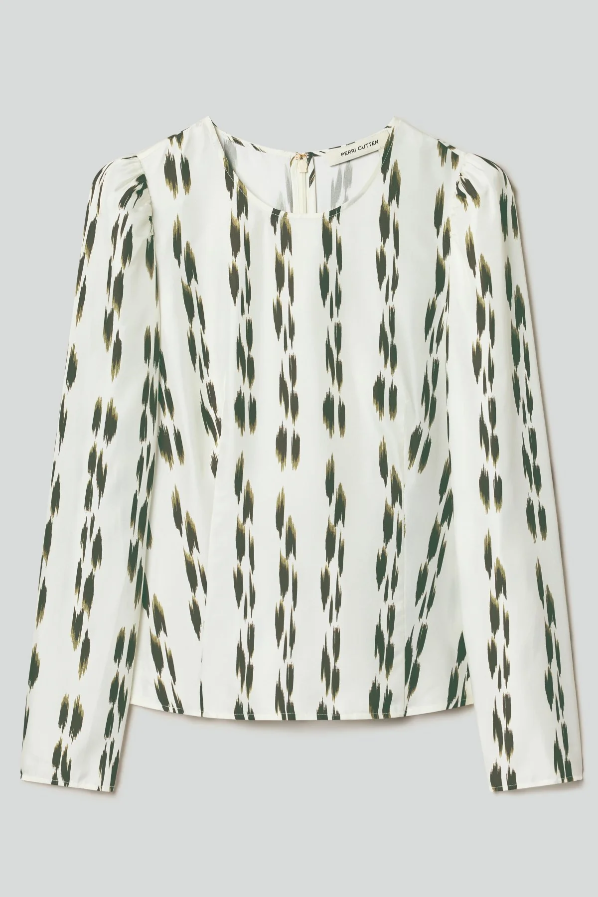 Shiloh Silk Top - Khaki/Cream - Image 6