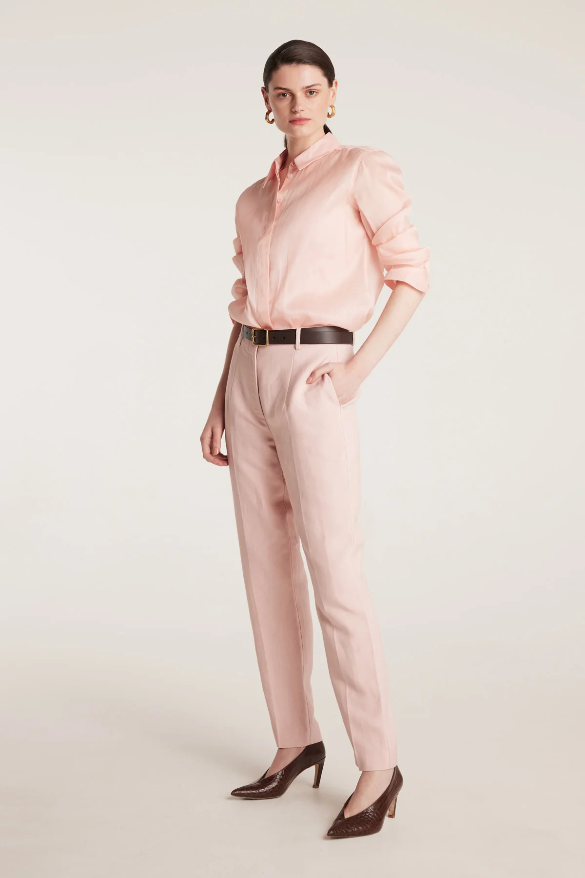 Sienna Linen Pant - Pale Pink - Image 3