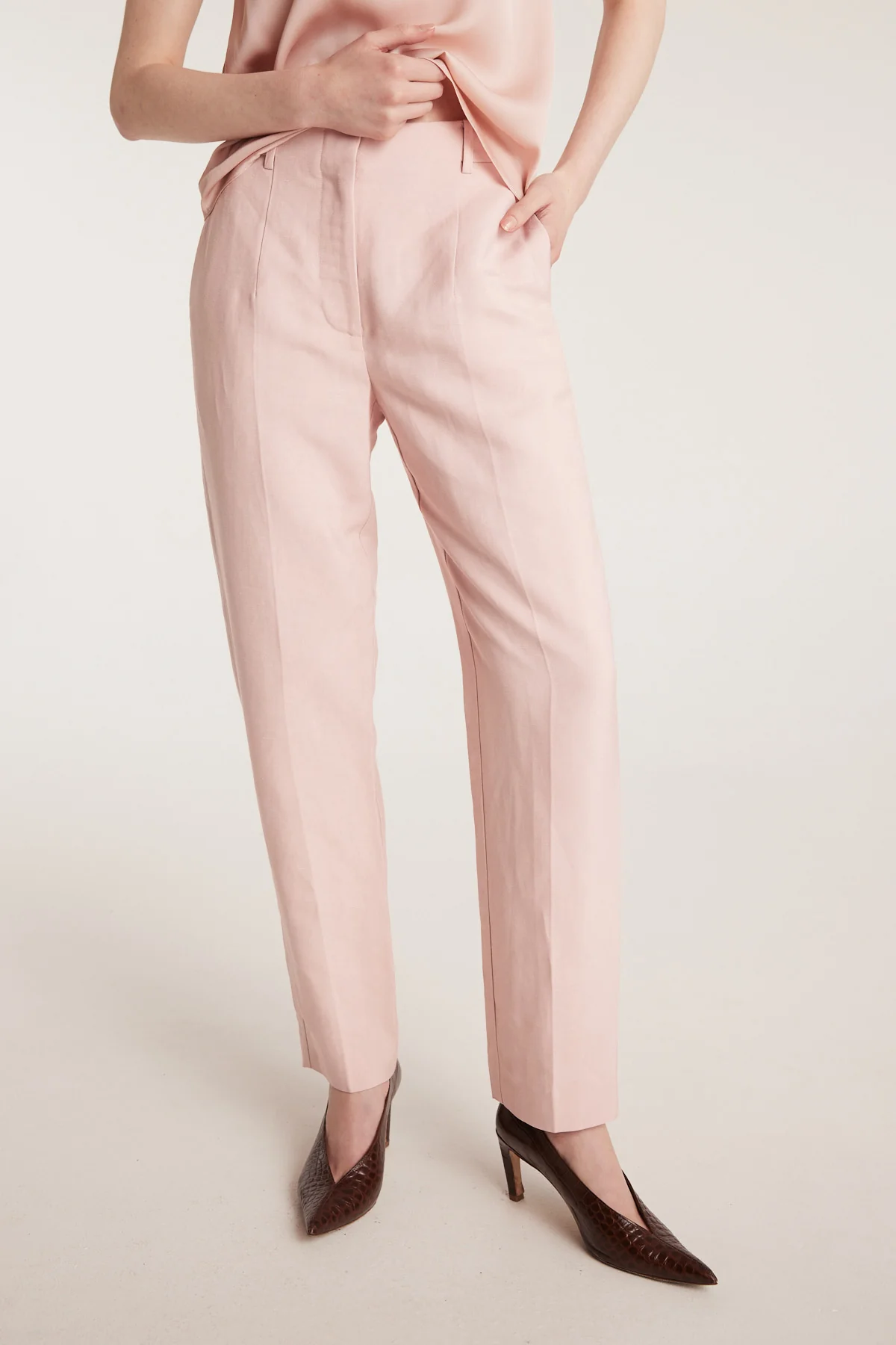 Sienna Linen Pant - Pale Pink - Image 6