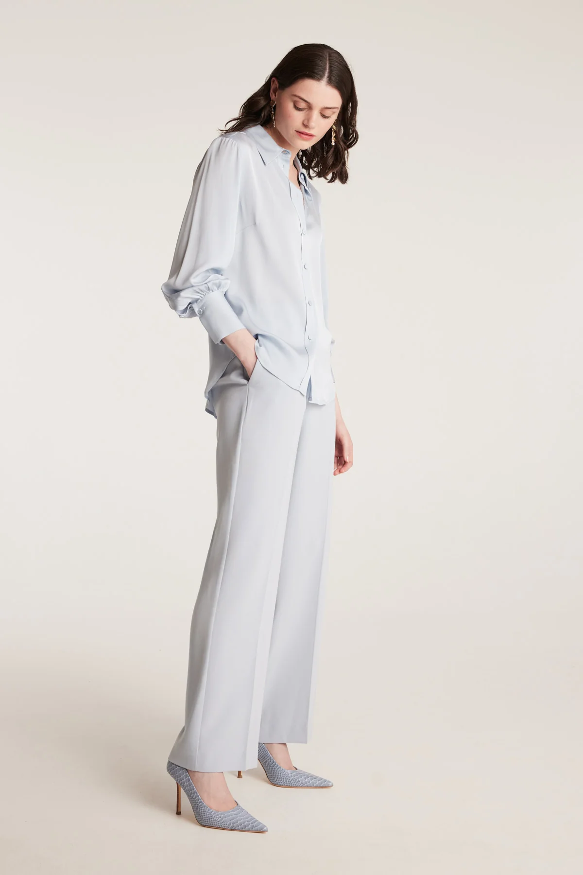 Signature Silk Shirt - Powder Blue - Image 3