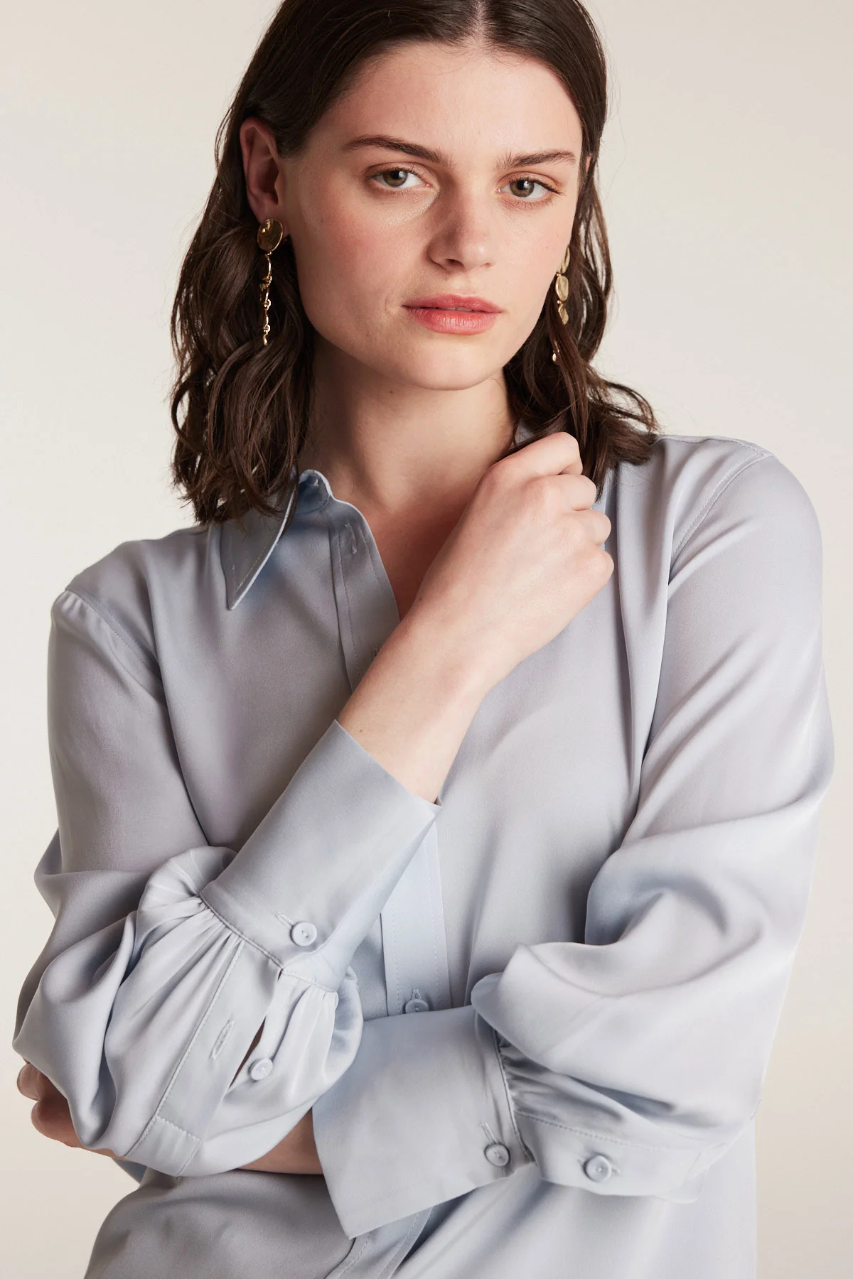 Signature Silk Shirt - Powder Blue - Image 5