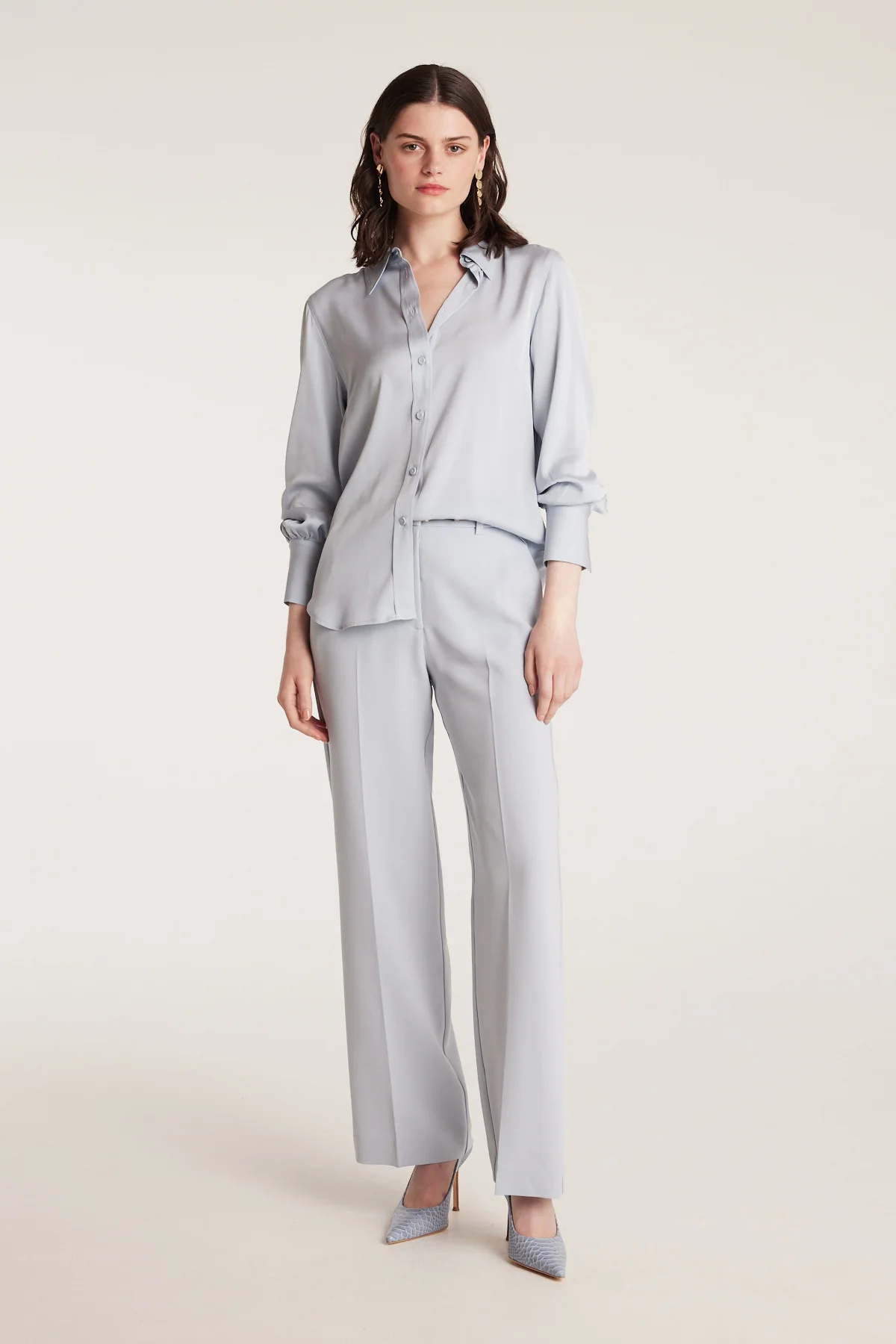 Signature Silk Shirt - Powder Blue - Image 8