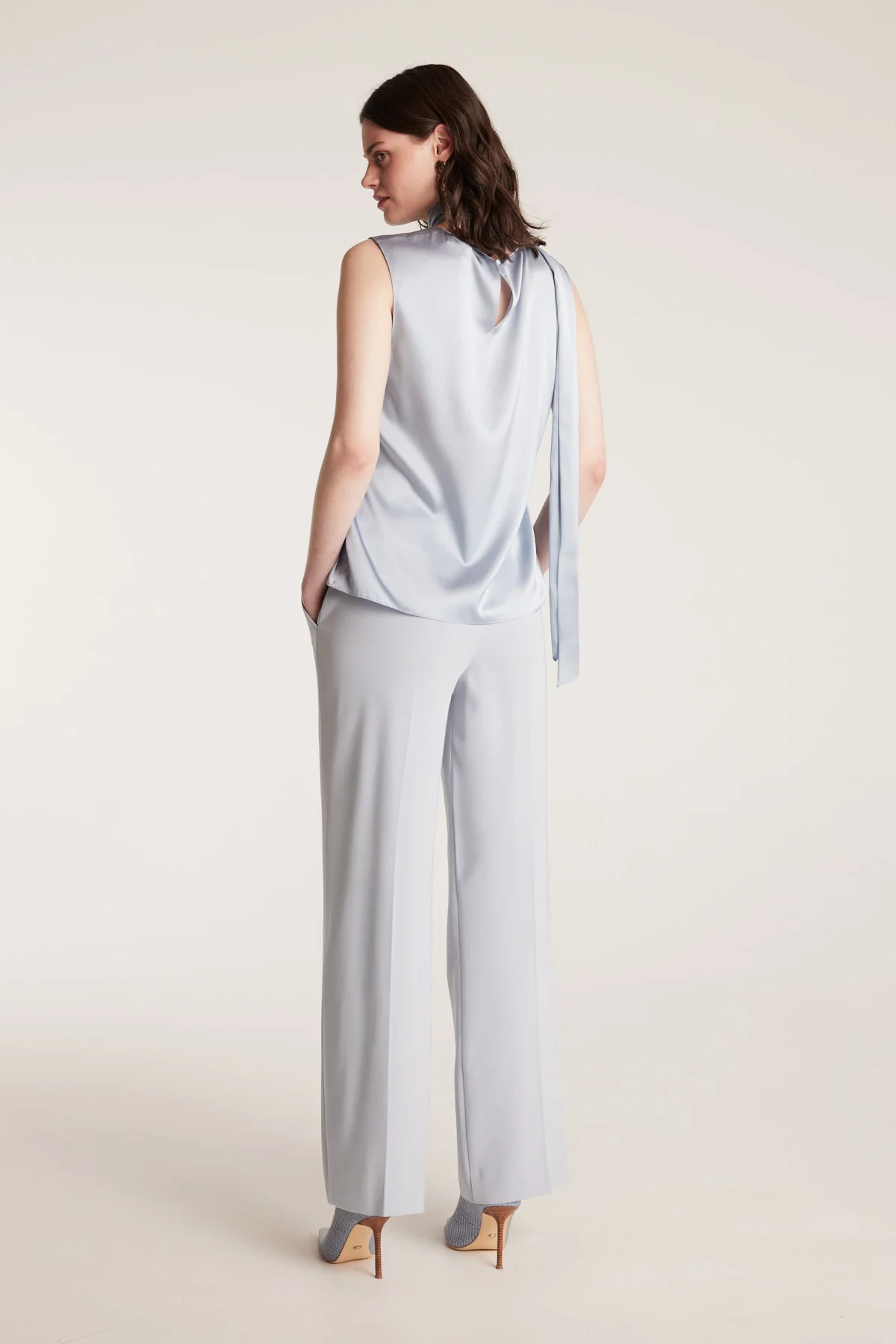 Silk Tie Top - Pale Blue - Image 4