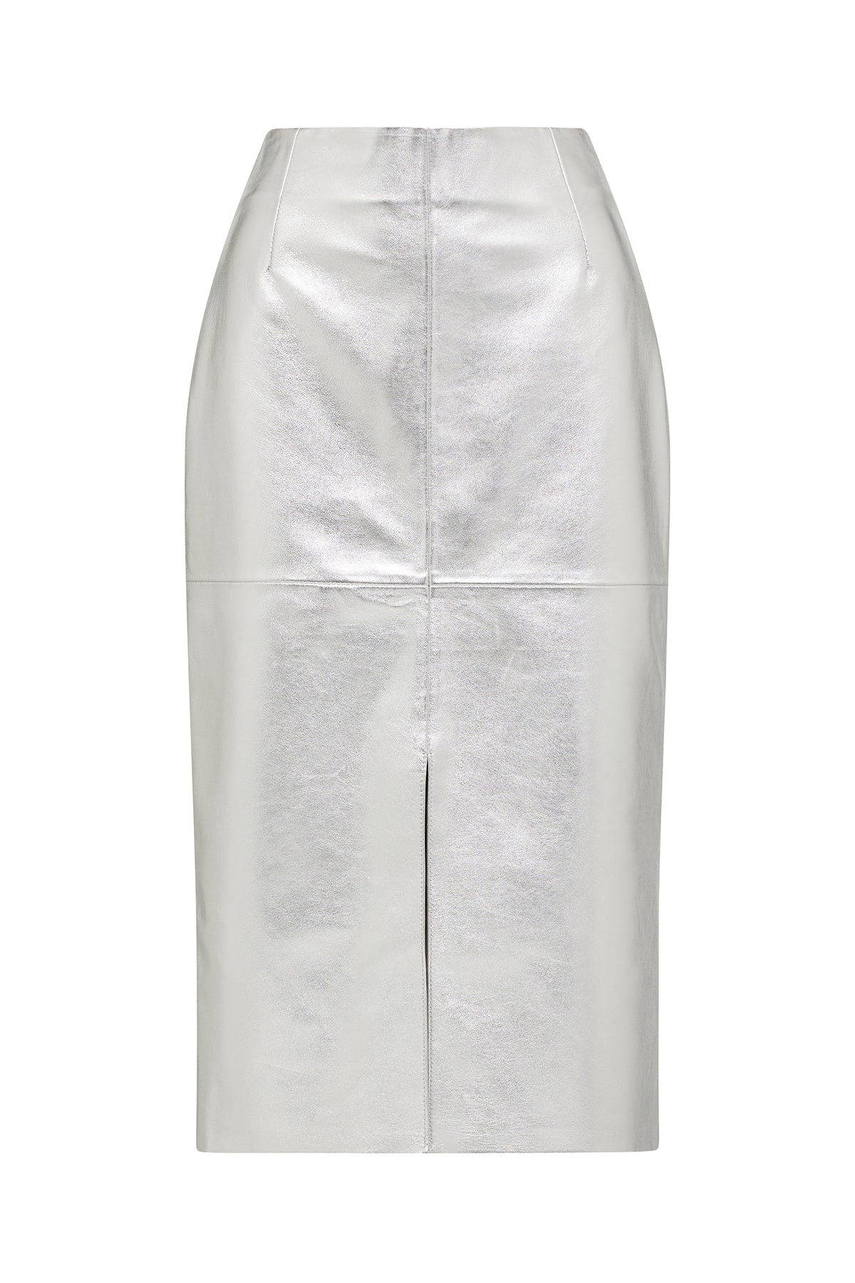 Silver Leather Skirt - Silver - Image 3
