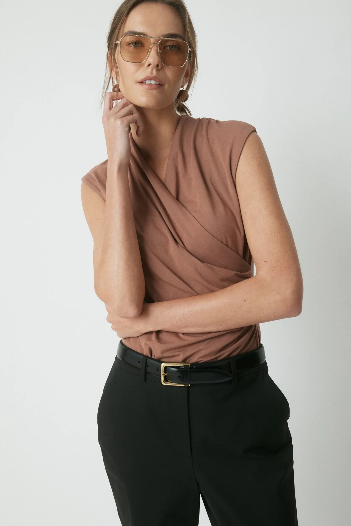 Skyler Wrap Top - Chestnut - Image 2