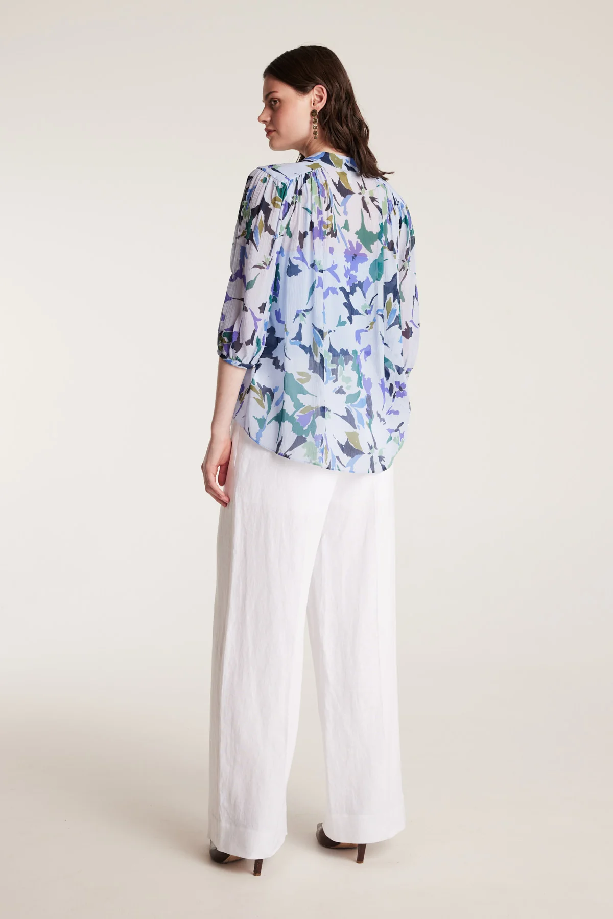 Sonya Silk Shirt - Blue Print - Image 4
