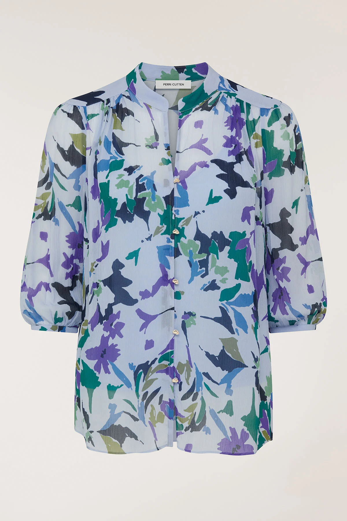 Sonya Silk Shirt - Blue Print - Image 6