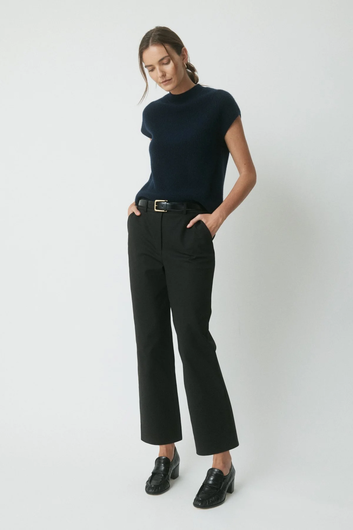 Stevie Cashmere Knit Top - Navy - Image 3