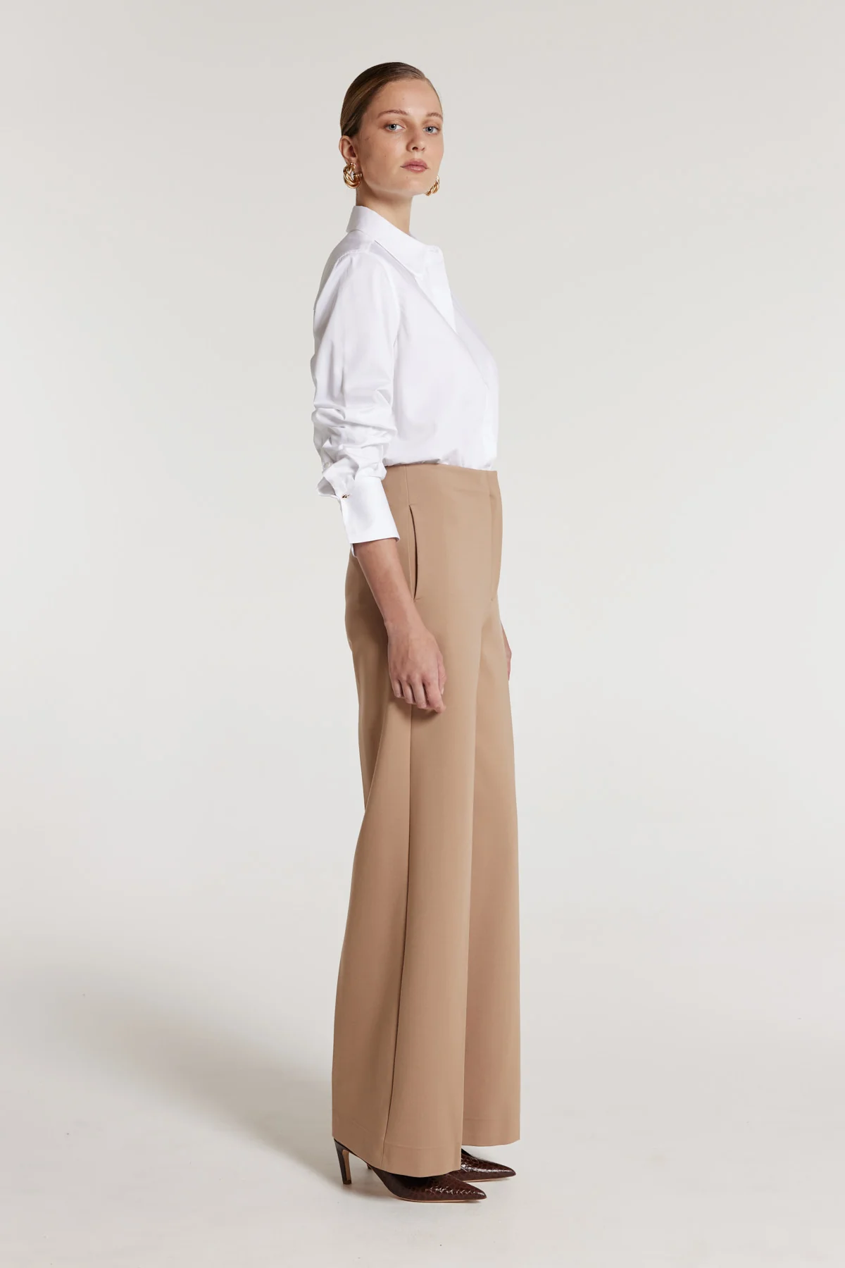 Stretch Wide Pant - Wheat - Image 4