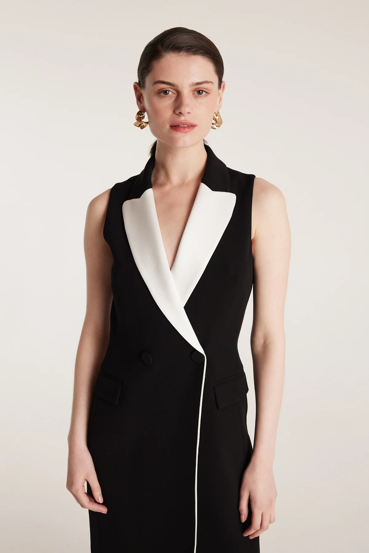 Tuxedo Dress - Black - Image 5