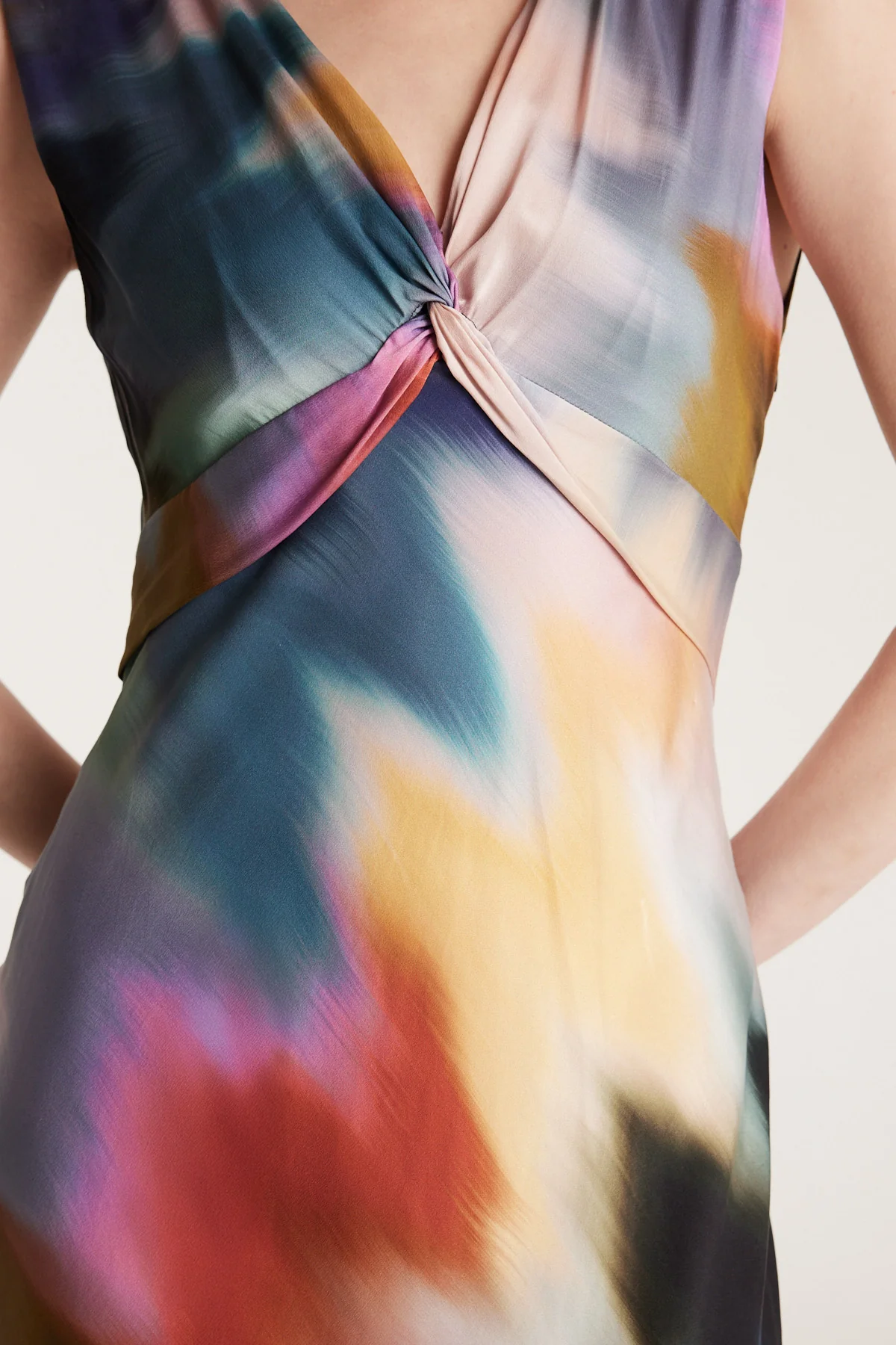 Twist Silk Dress - Multi - Image 5