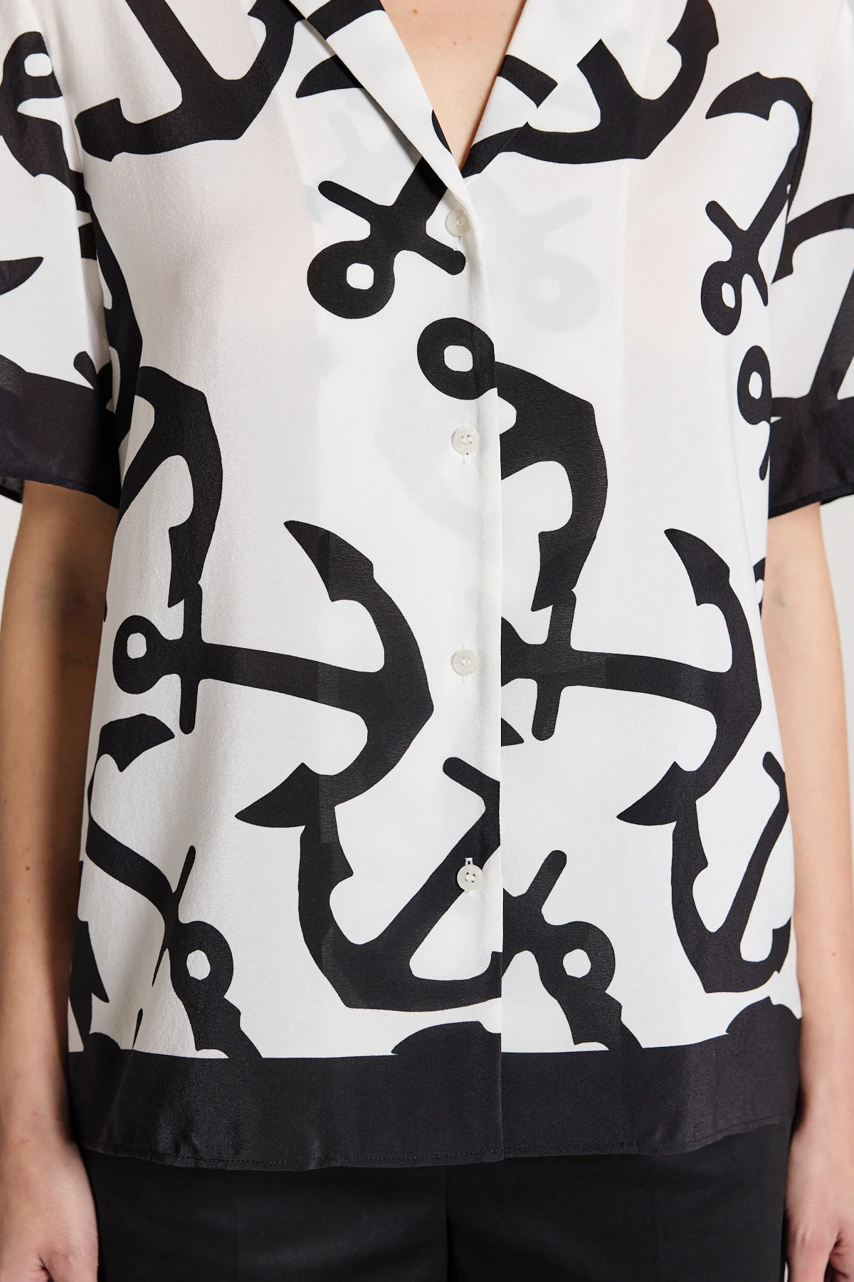 Valencia Silk Shirt - White/Black - Image 6