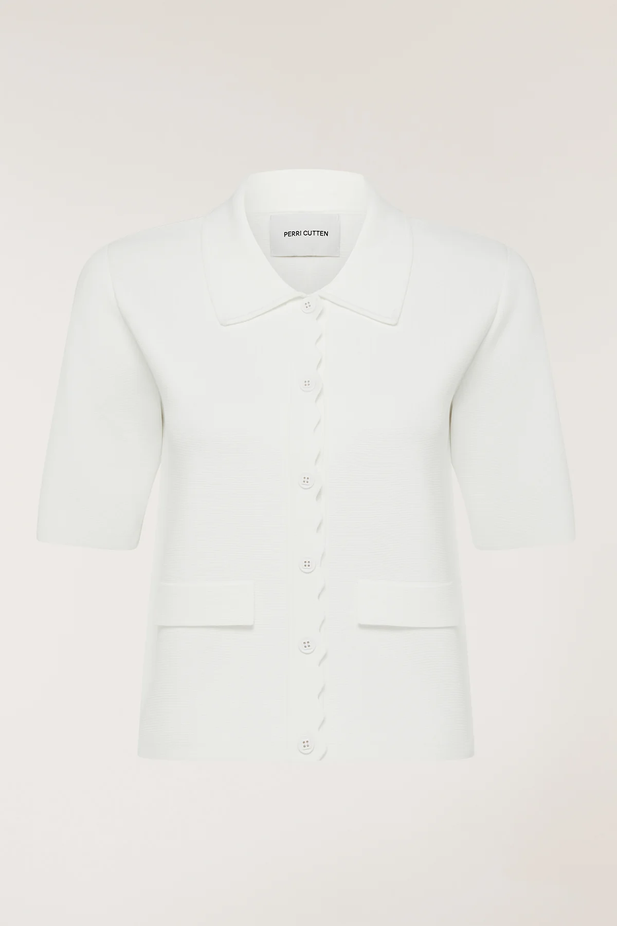 Crepe Scallop Jacket - White - Image 6