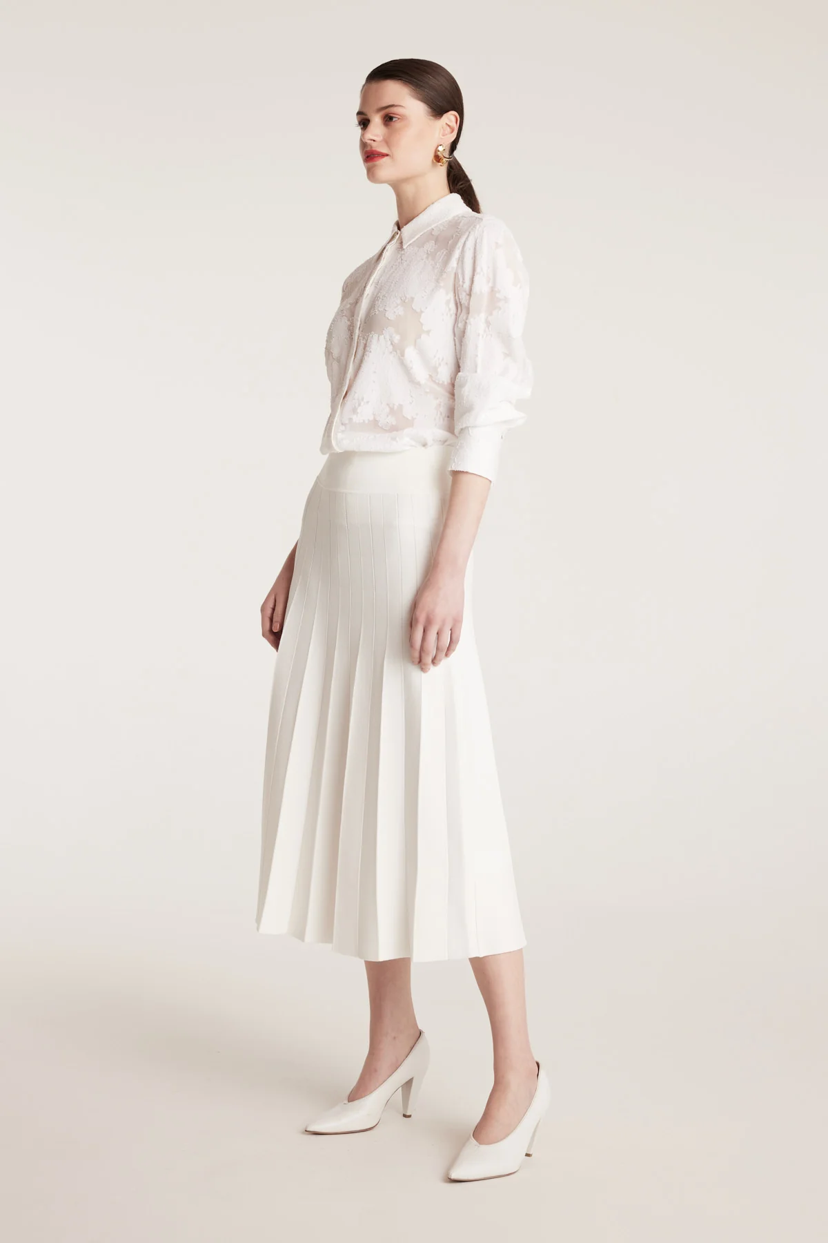 Milano Crepe Knit Skirt - White - Image 3