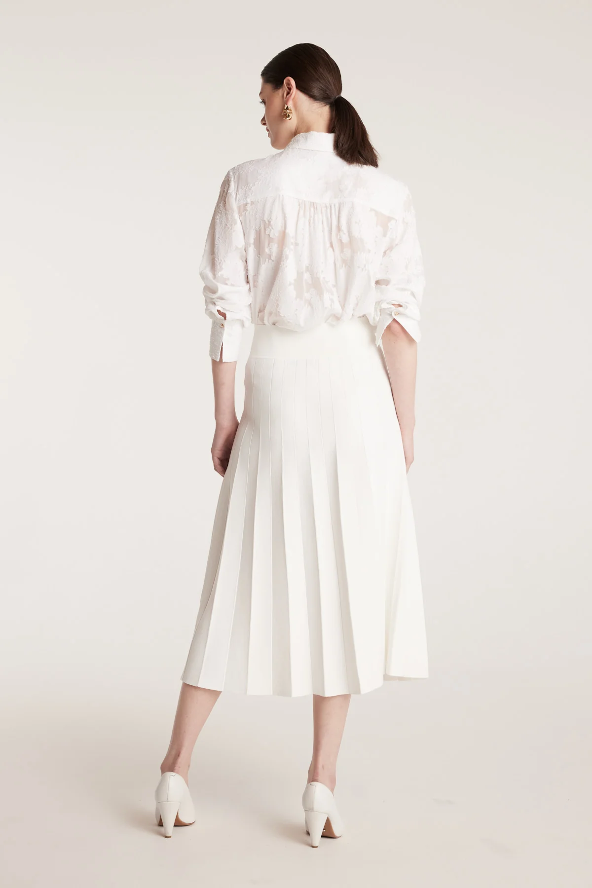 Milano Crepe Knit Skirt - White - Image 4