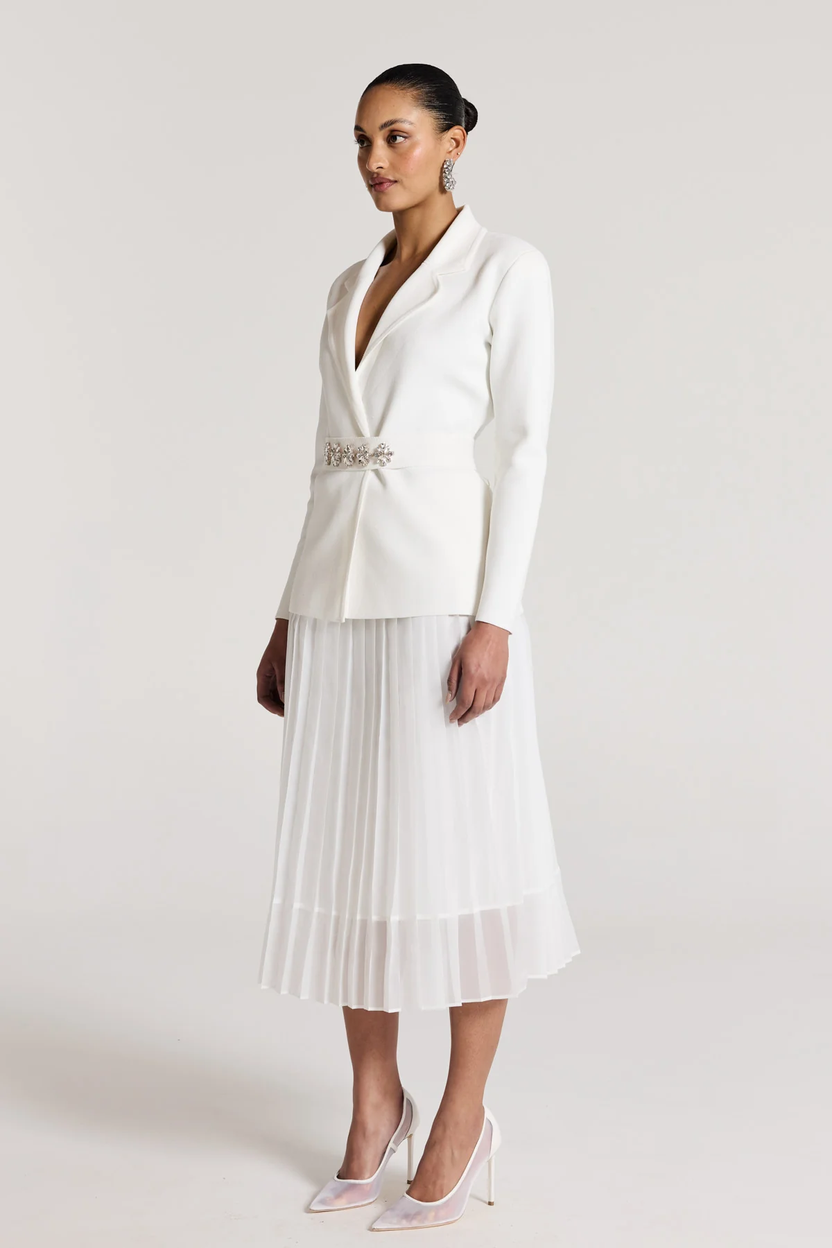 Stella Pleat Skirt - White - Image 4